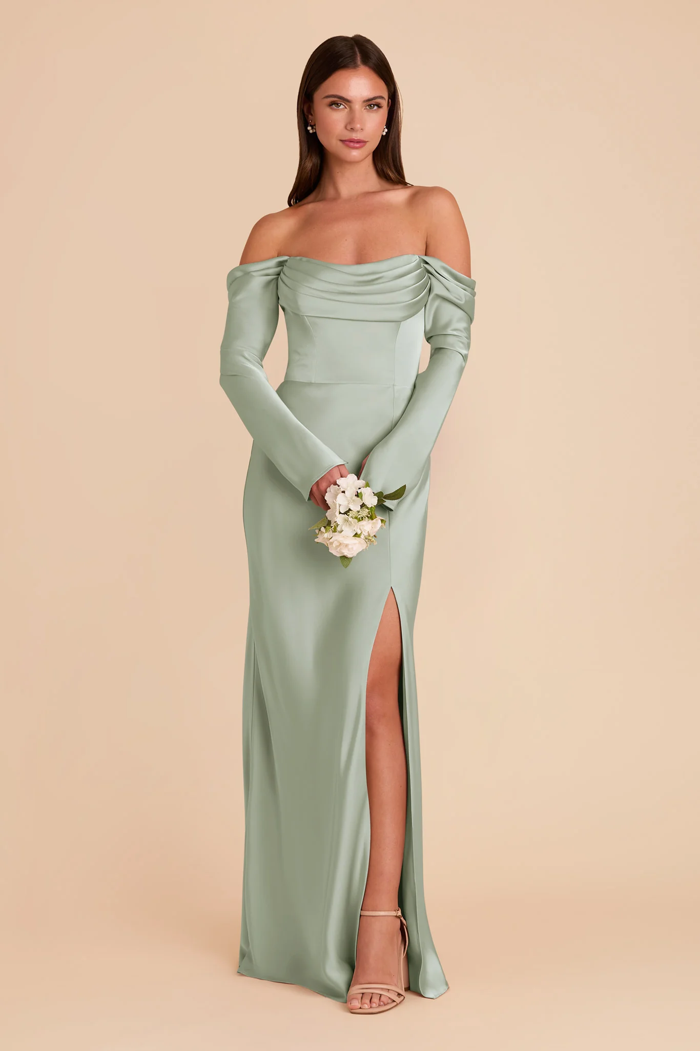 Maya Matte Satin Dress - Sage
