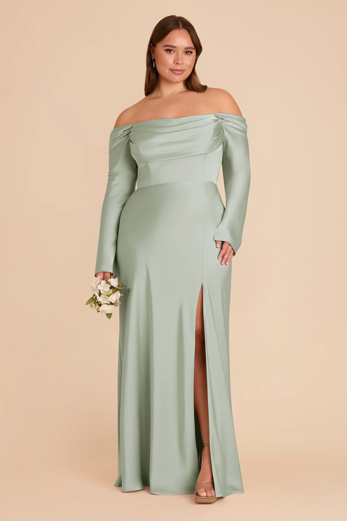 Maya Matte Satin Dress - Sage - Image 8