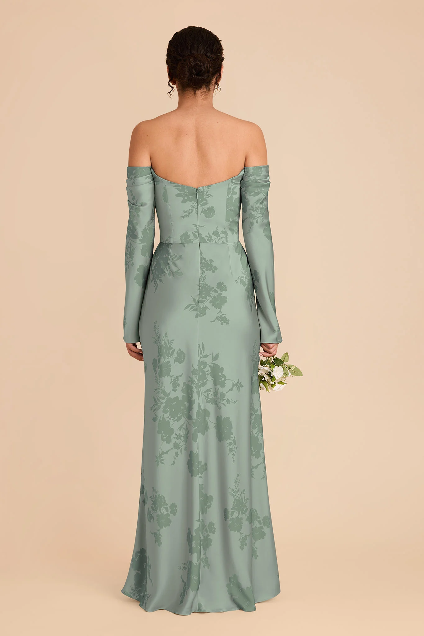 Maya Matte Satin Dress - Sage Whimsical Blooms - Image 4