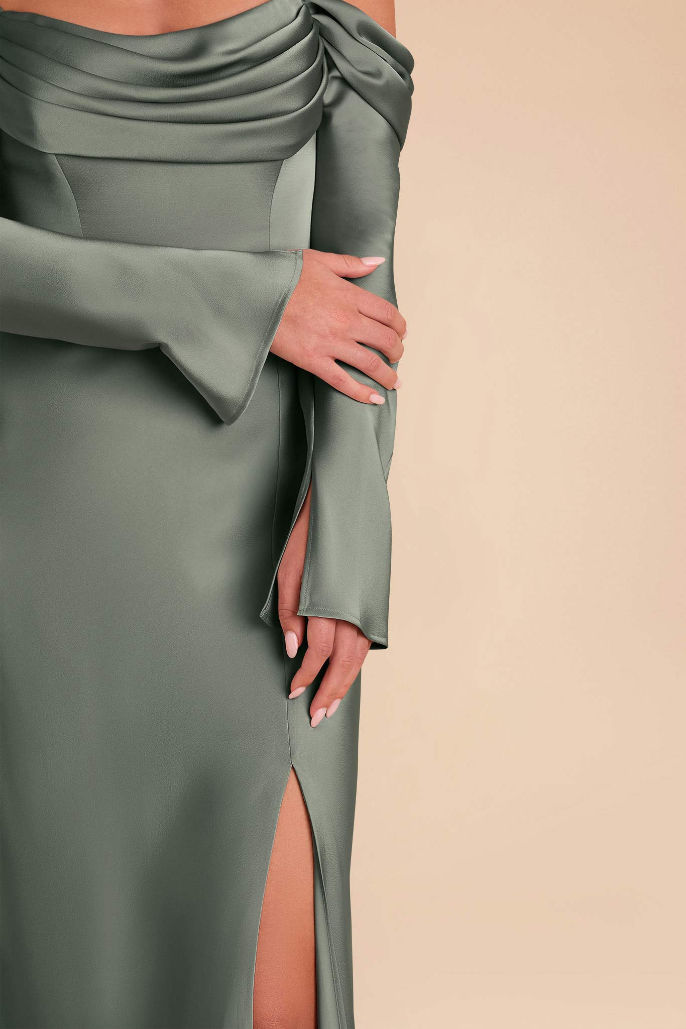 Maya Matte Satin Dress - Sea Glass - Image 2
