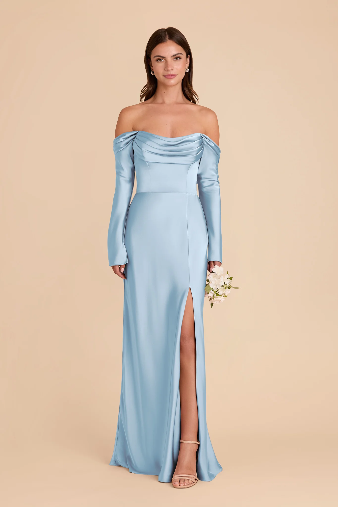 Maya Matte Satin Dress - Sky Blue