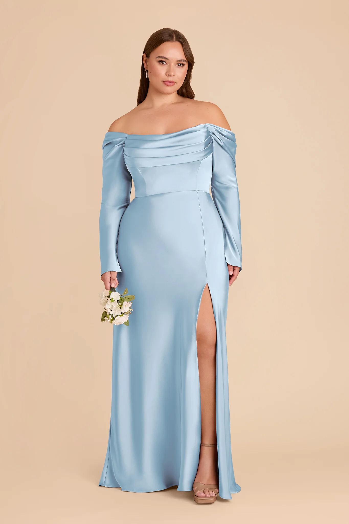 Maya Matte Satin Dress - Sky Blue - Image 2