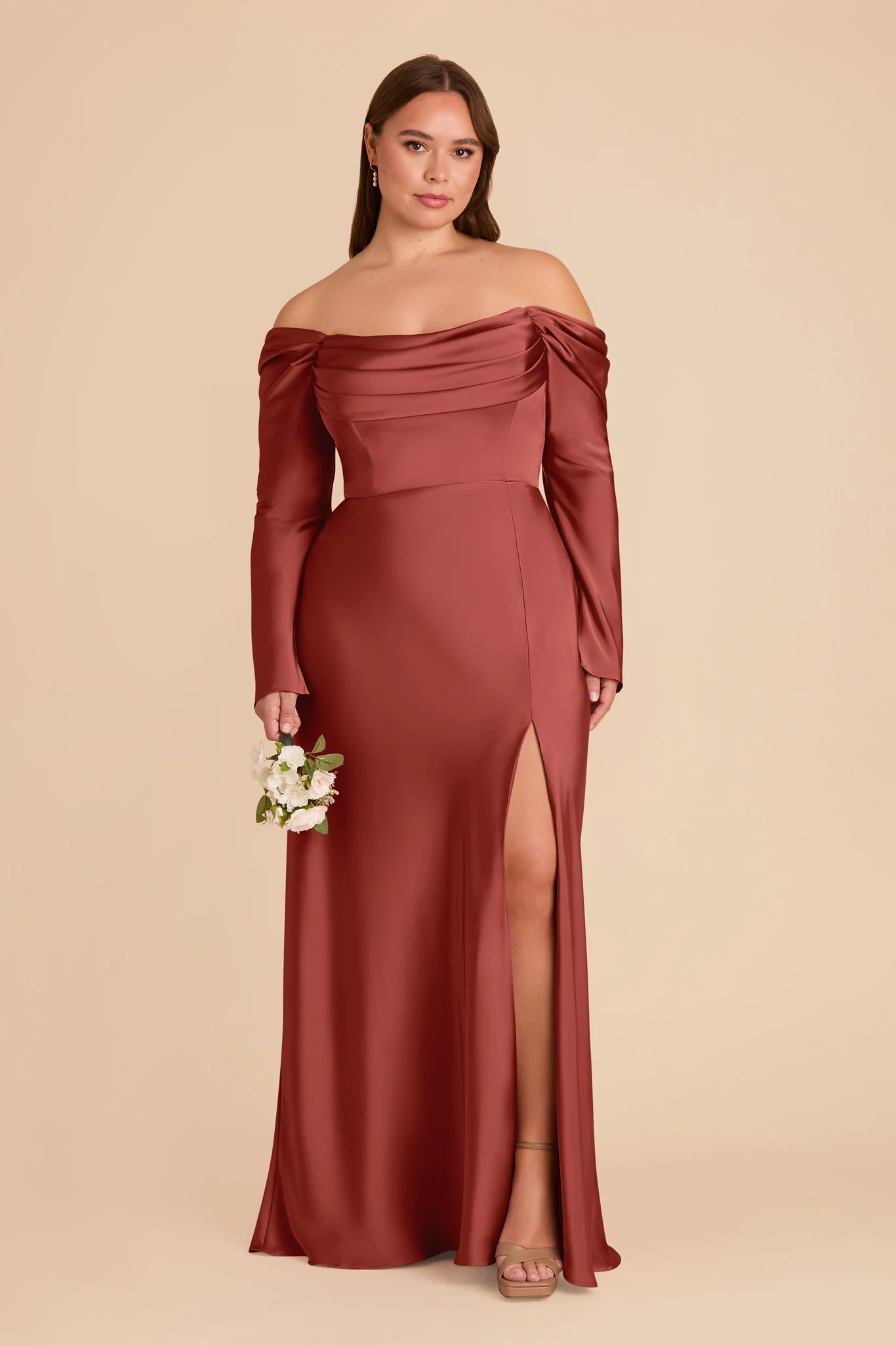Maya Matte Satin Dress - Spice - Image 2
