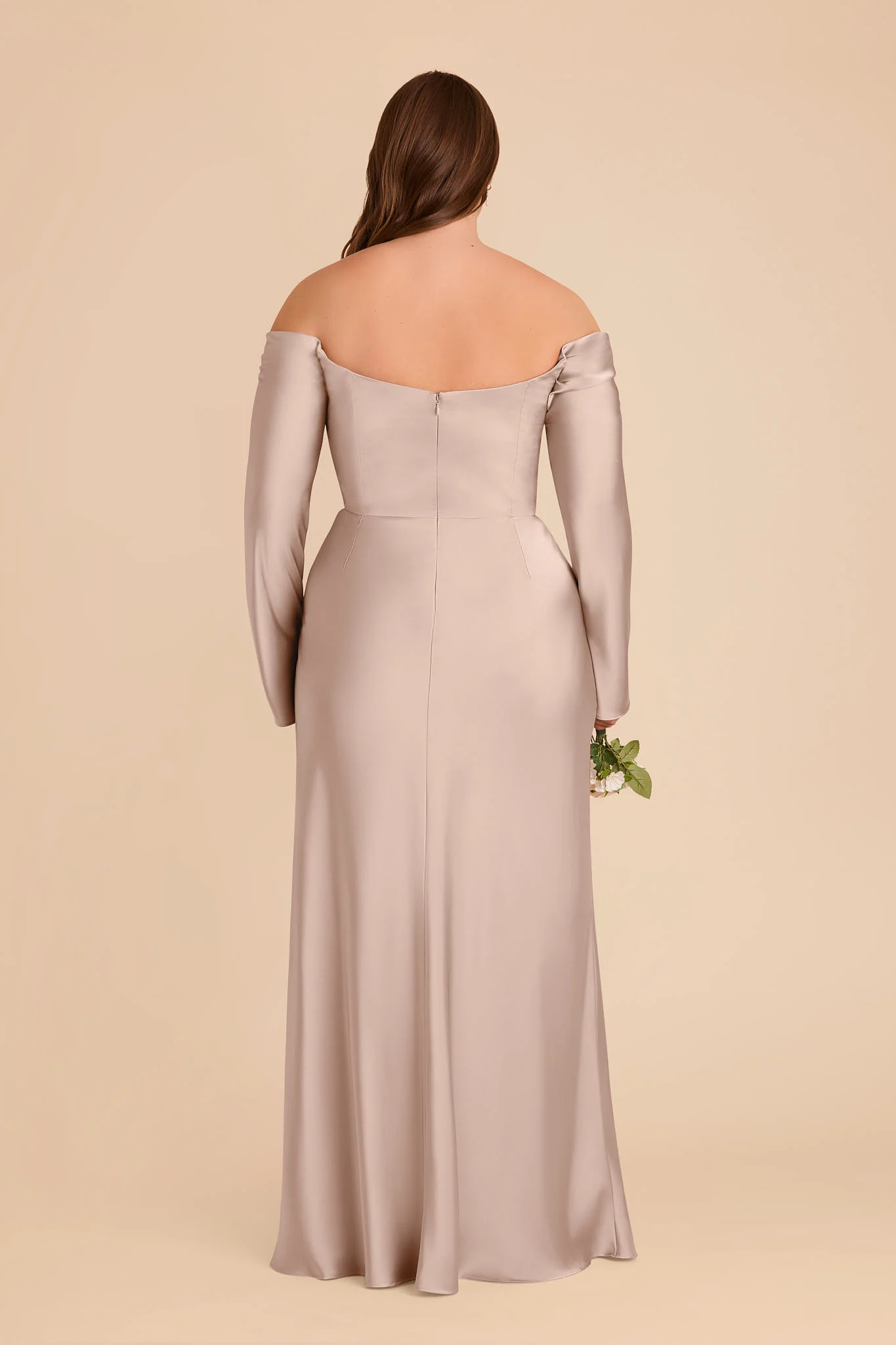 Maya Matte Satin Dress - Taupe - Image 7
