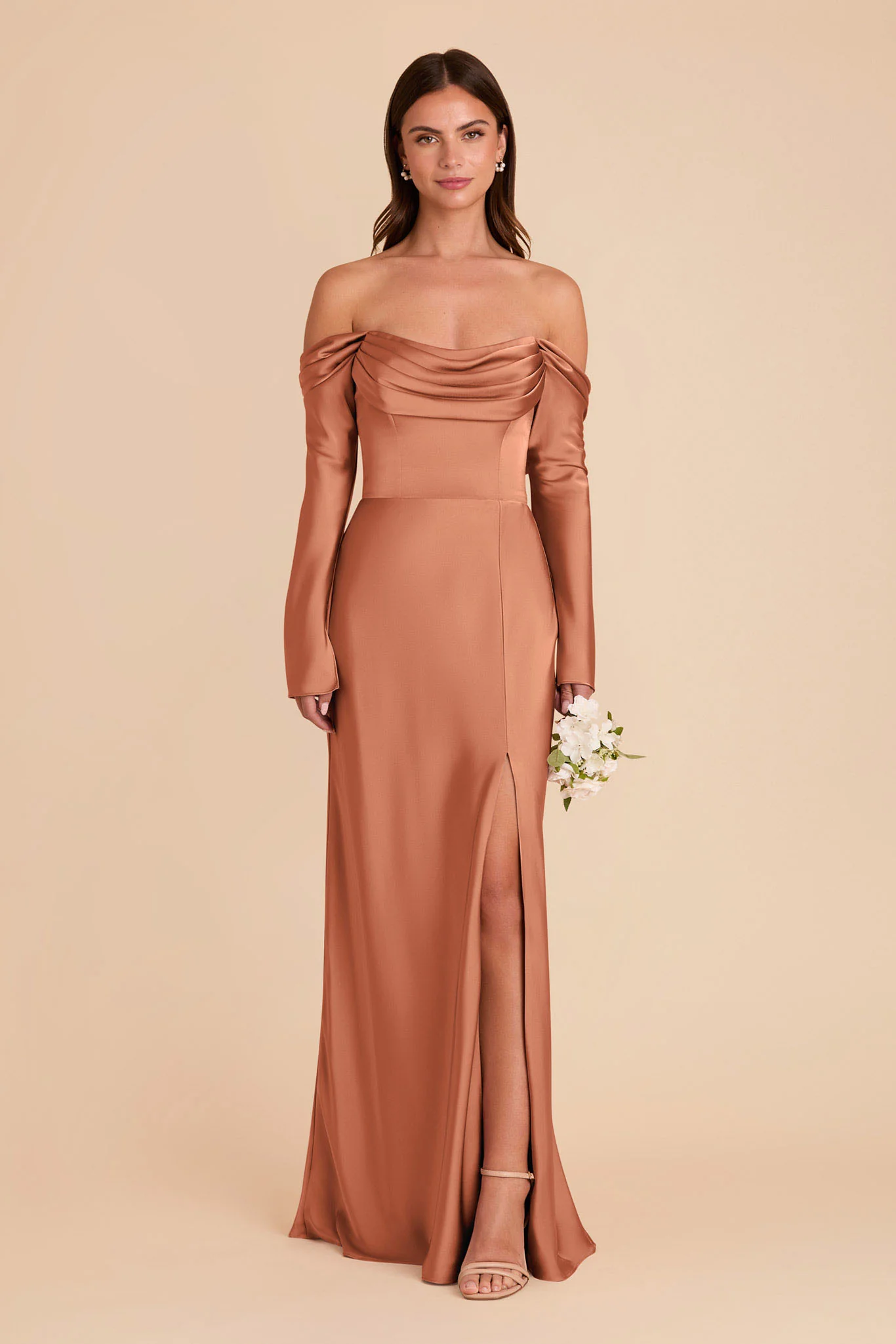 Maya Matte Satin Dress - Terracotta