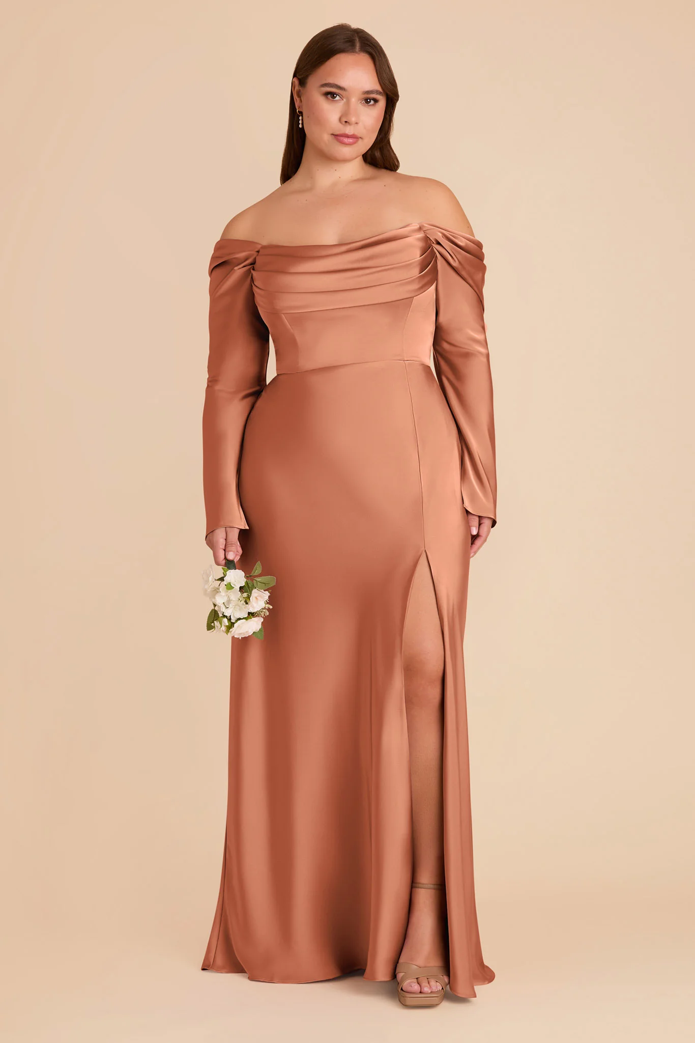 Maya Matte Satin Dress - Terracotta - Image 2