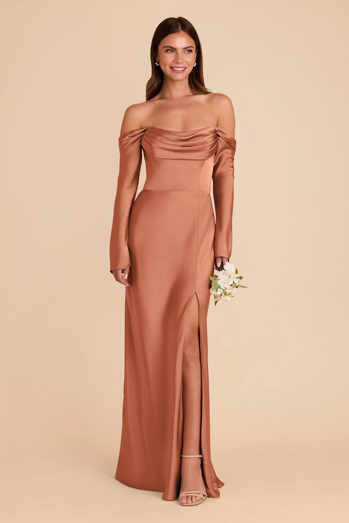Maya Matte Satin Dress - Terracotta - Image 3