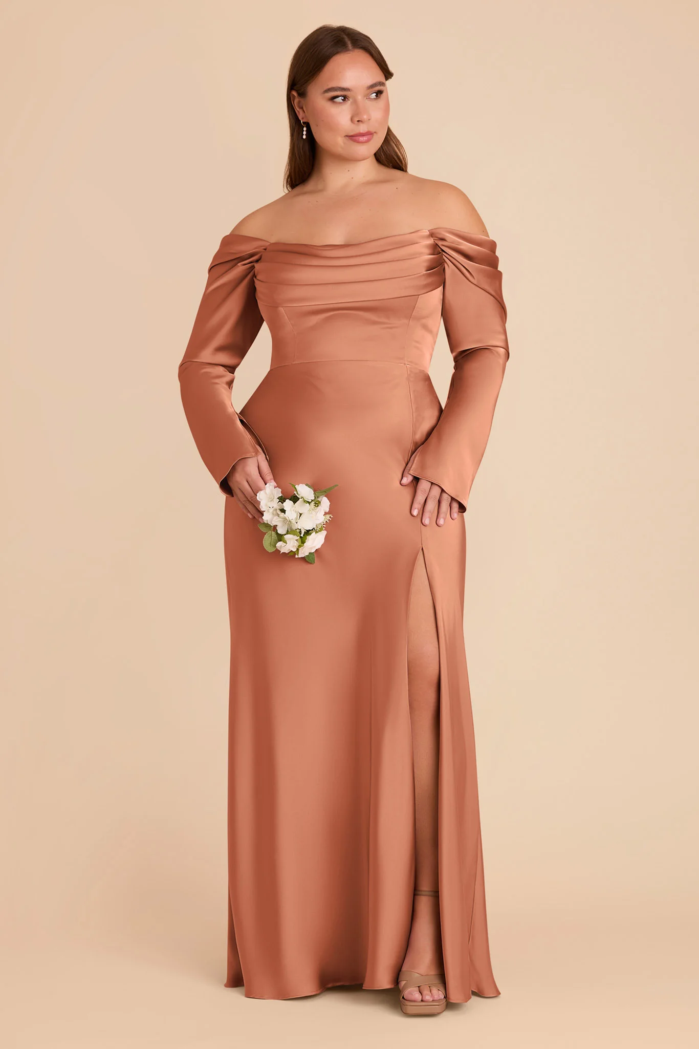 Maya Matte Satin Dress - Terracotta - Image 7