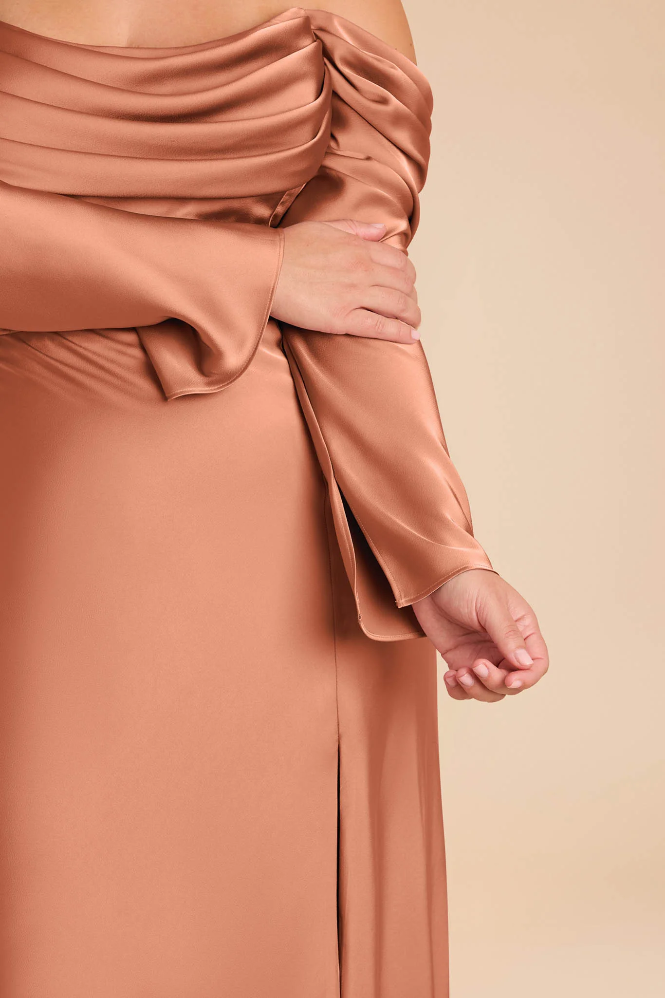 Maya Matte Satin Dress - Terracotta - Image 8