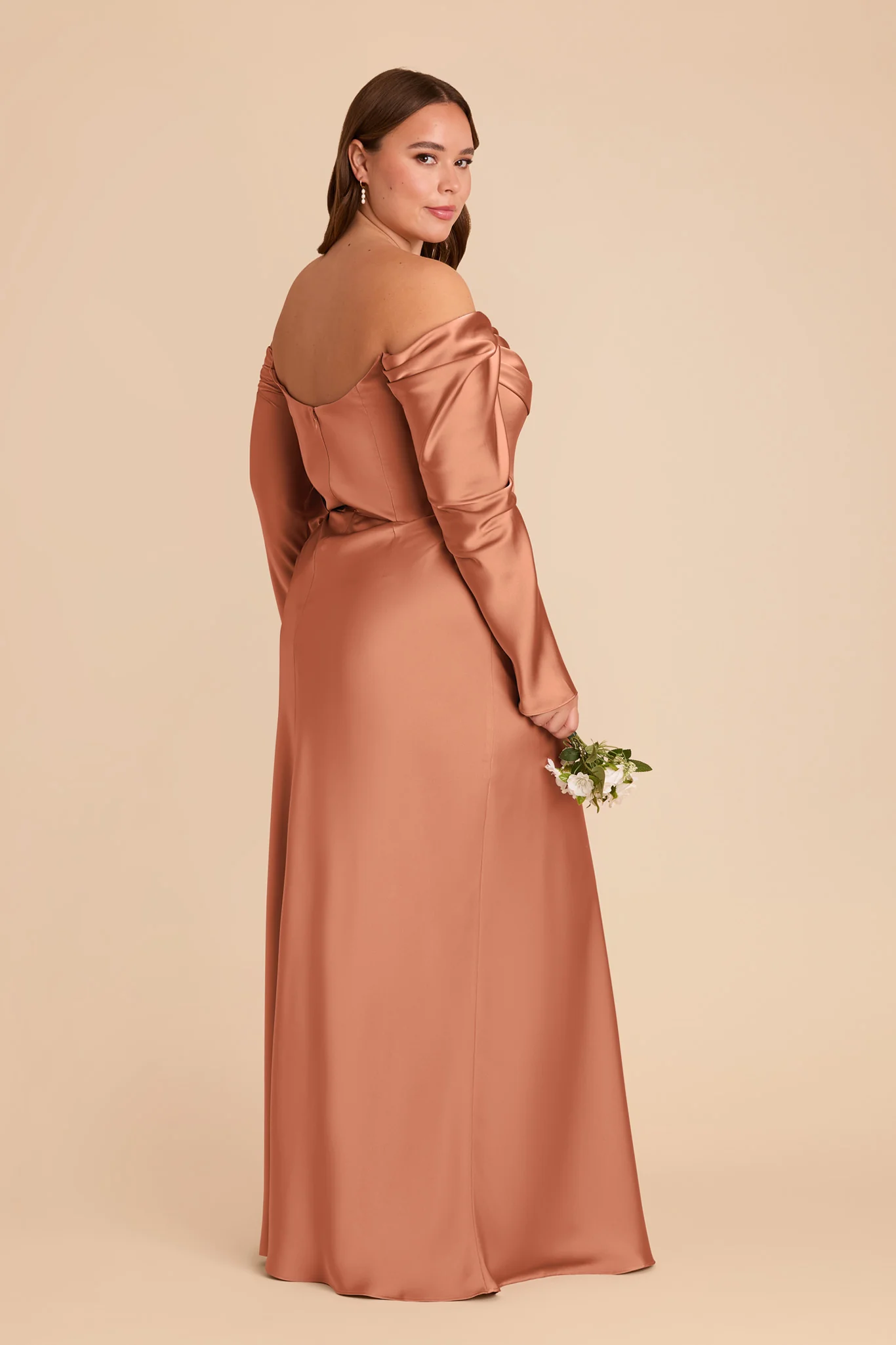 Maya Matte Satin Dress - Terracotta - Image 9