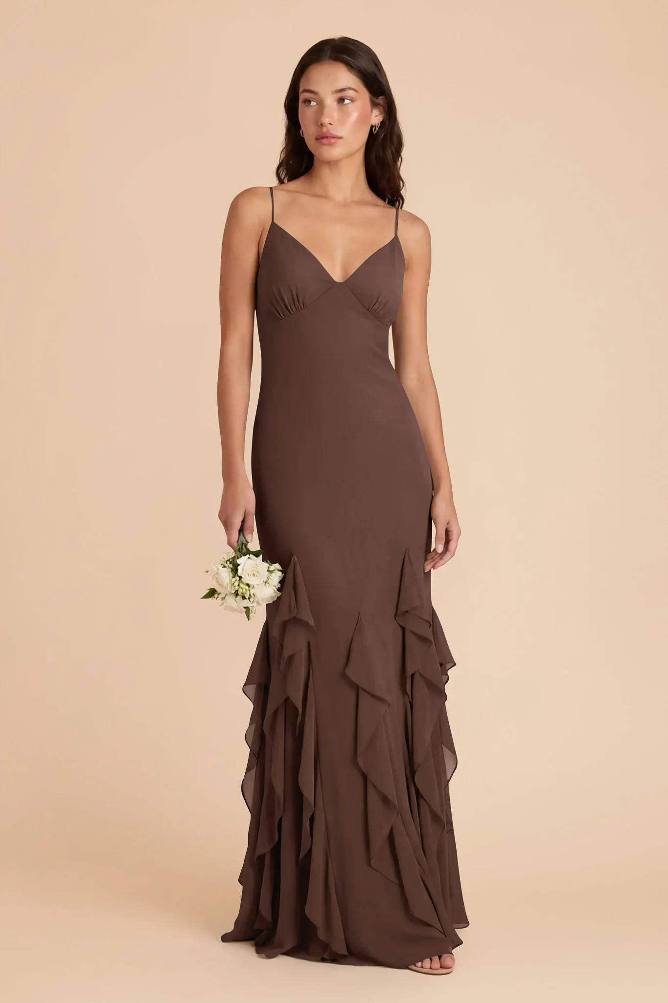 McKenna Chiffon Dress - Chocolate Brown - Image 3
