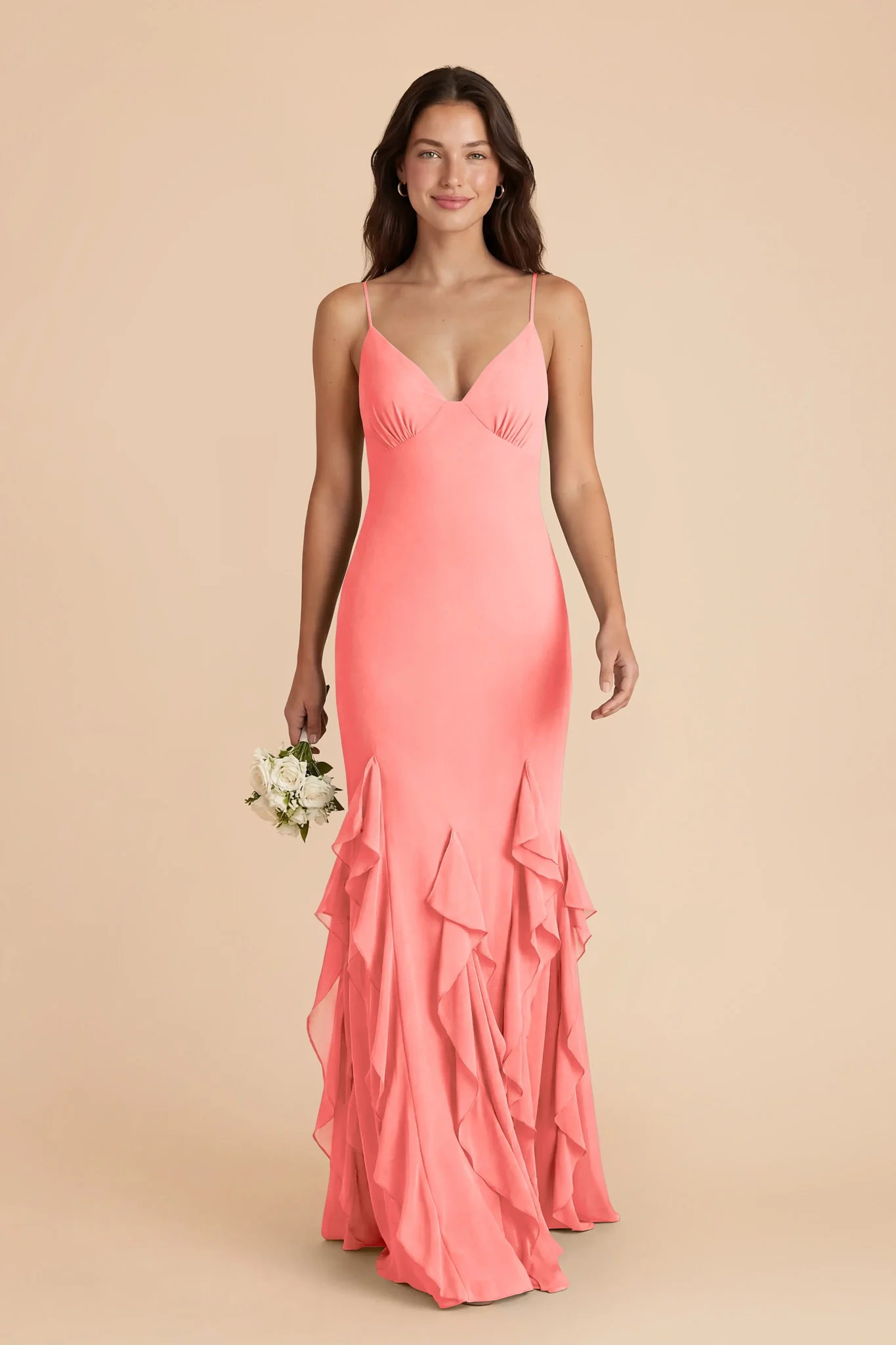 McKenna Chiffon Dress - Coral Pink
