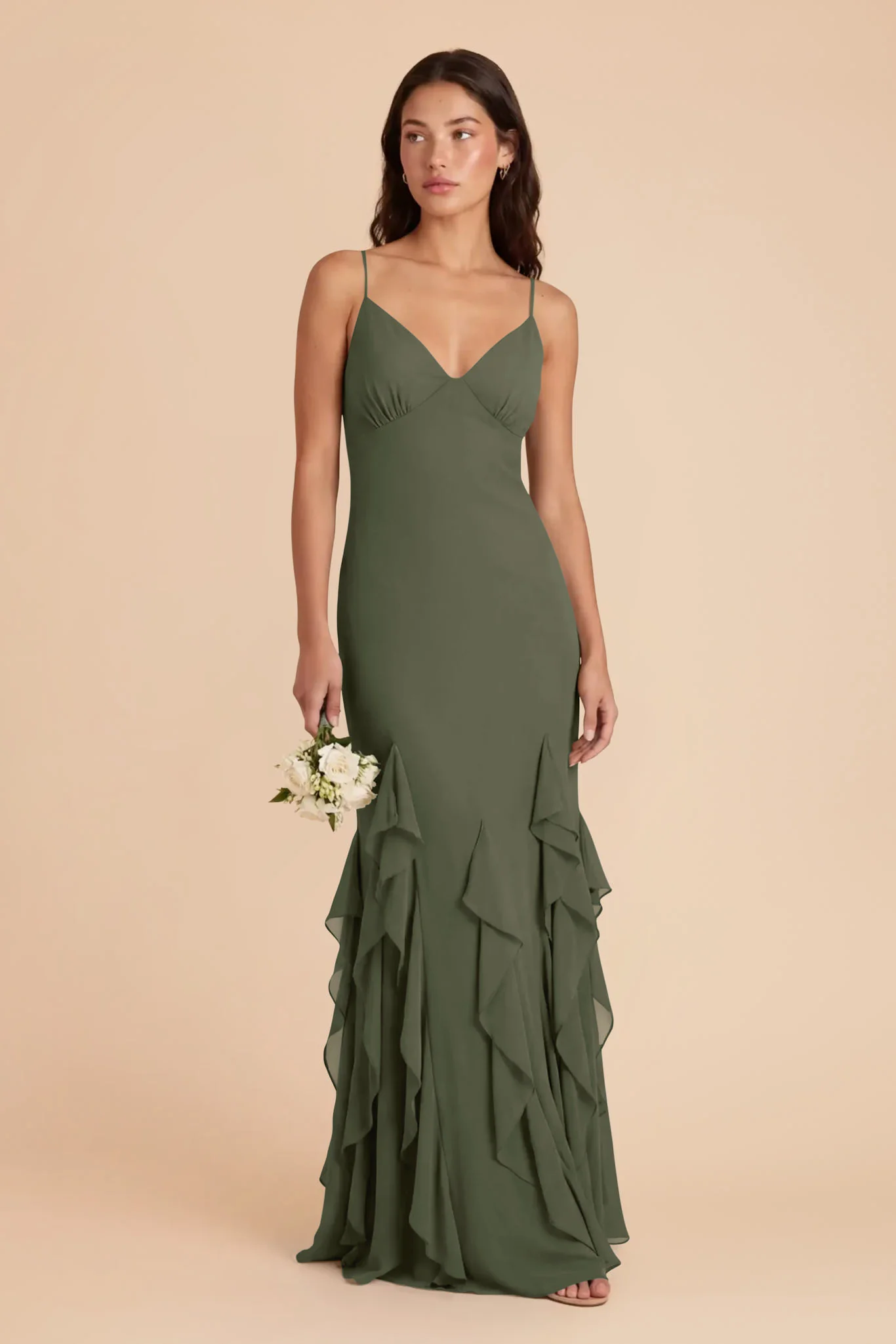 McKenna Chiffon Dress - Olive - Image 3