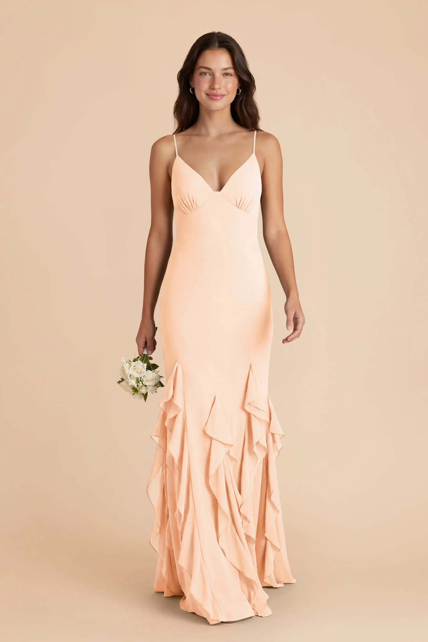 McKenna Chiffon Dress - Peach Cream