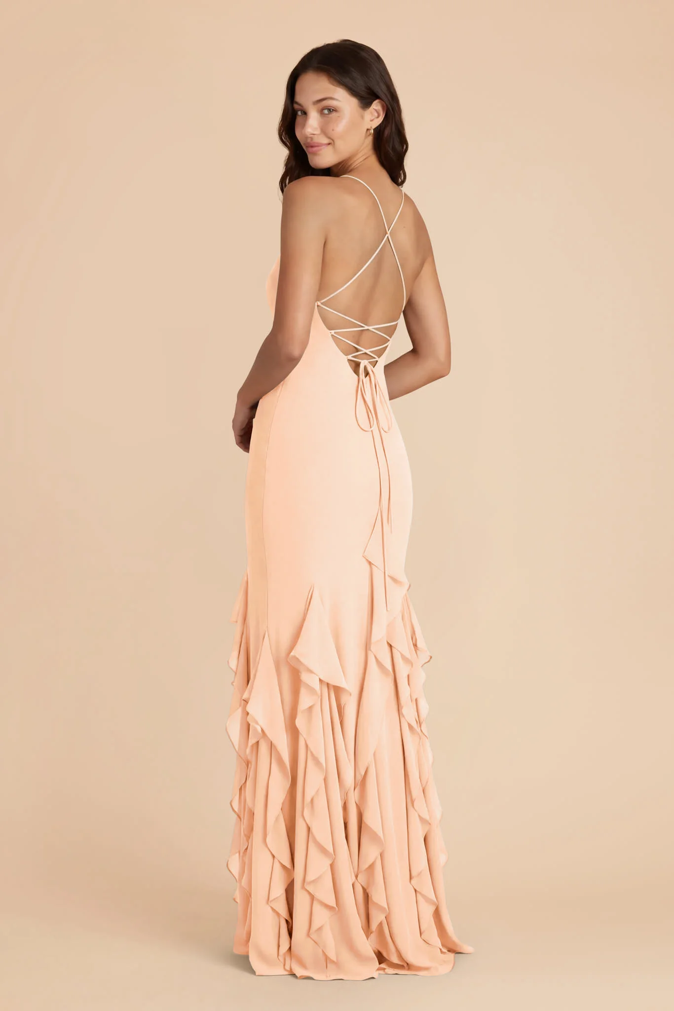 McKenna Chiffon Dress - Peach Cream - Image 4
