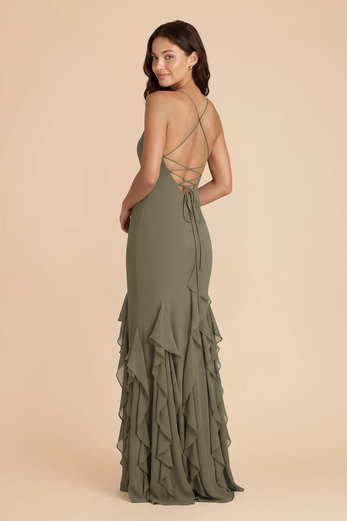 McKenna Chiffon Dress - Thyme - Image 4