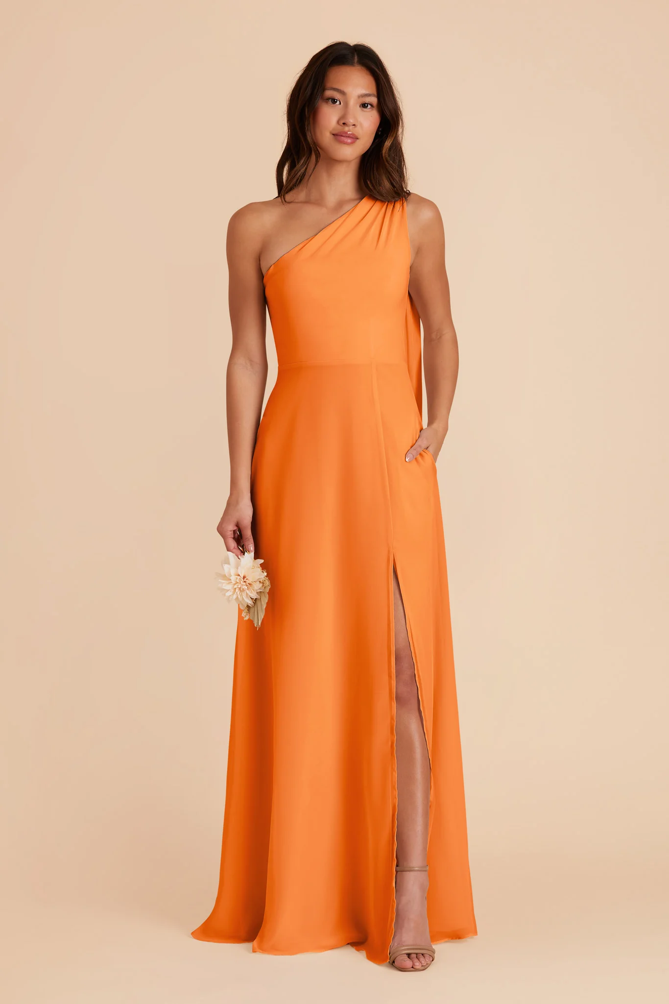 Melissa Chiffon Dress - Apricot - Image 4