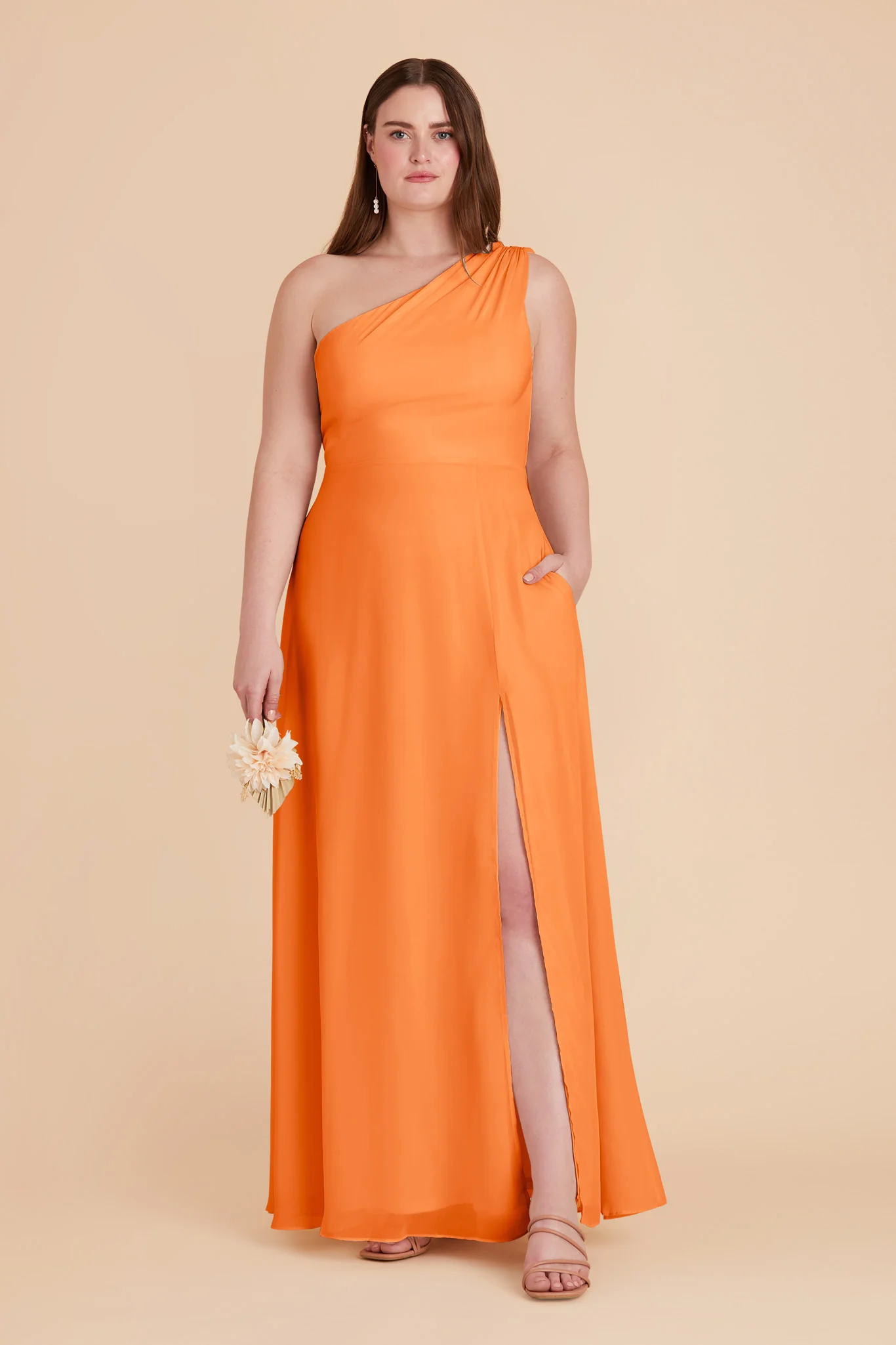 Melissa Chiffon Dress - Apricot - Image 9