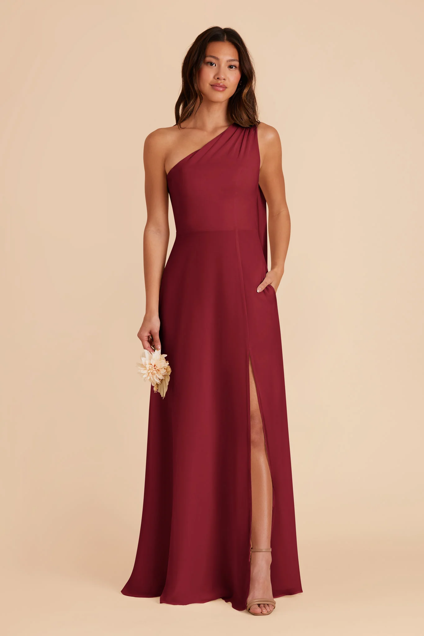 Melissa Chiffon Dress - Burgundy - Image 4