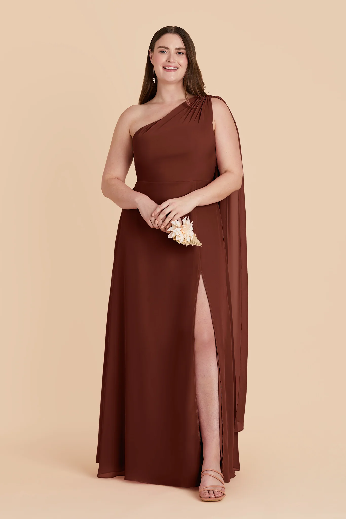 Melissa Chiffon Dress - Cognac - Image 2