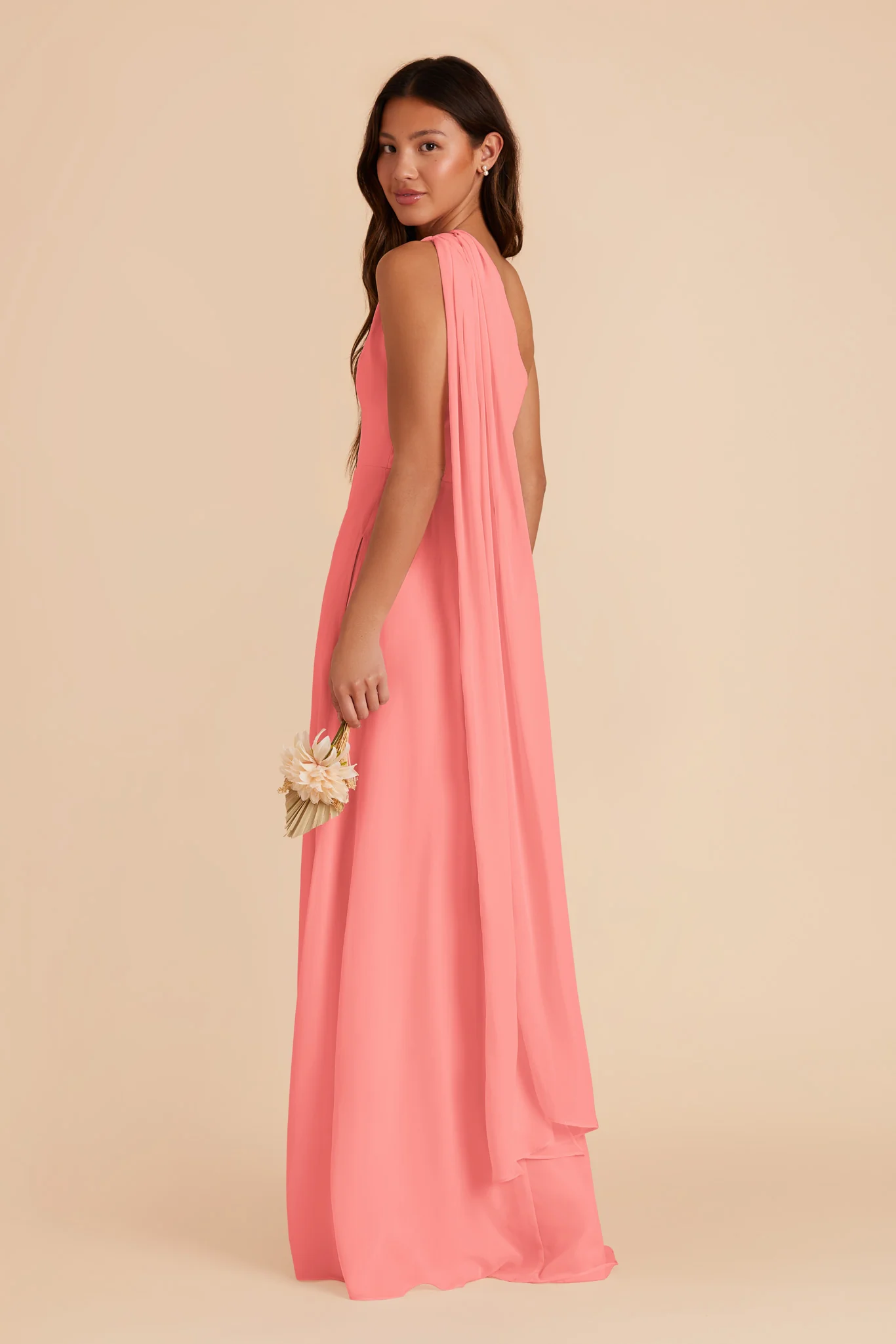 Melissa Chiffon Dress - Coral Pink - Image 6