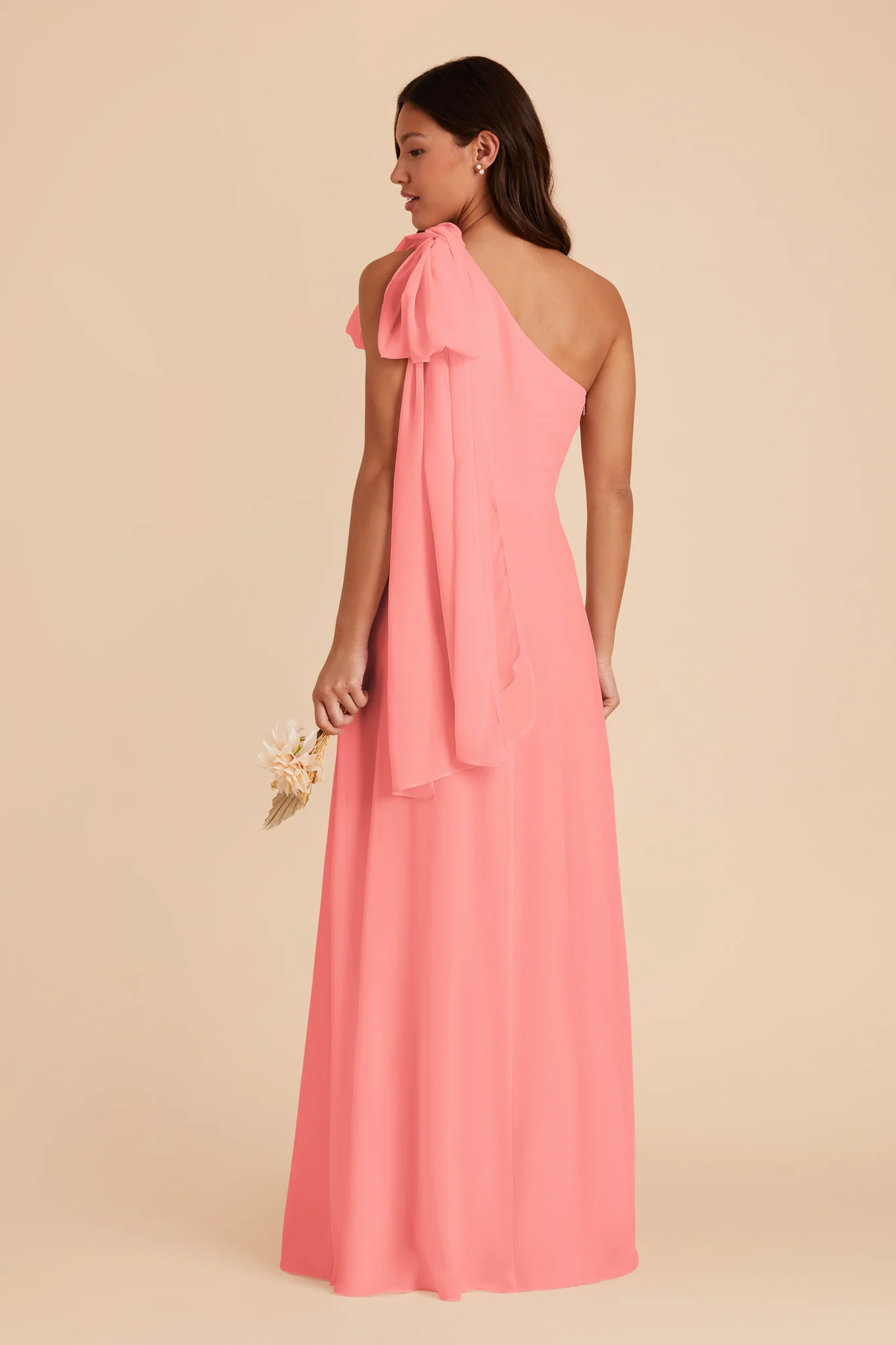 Melissa Chiffon Dress - Coral Pink - Image 8