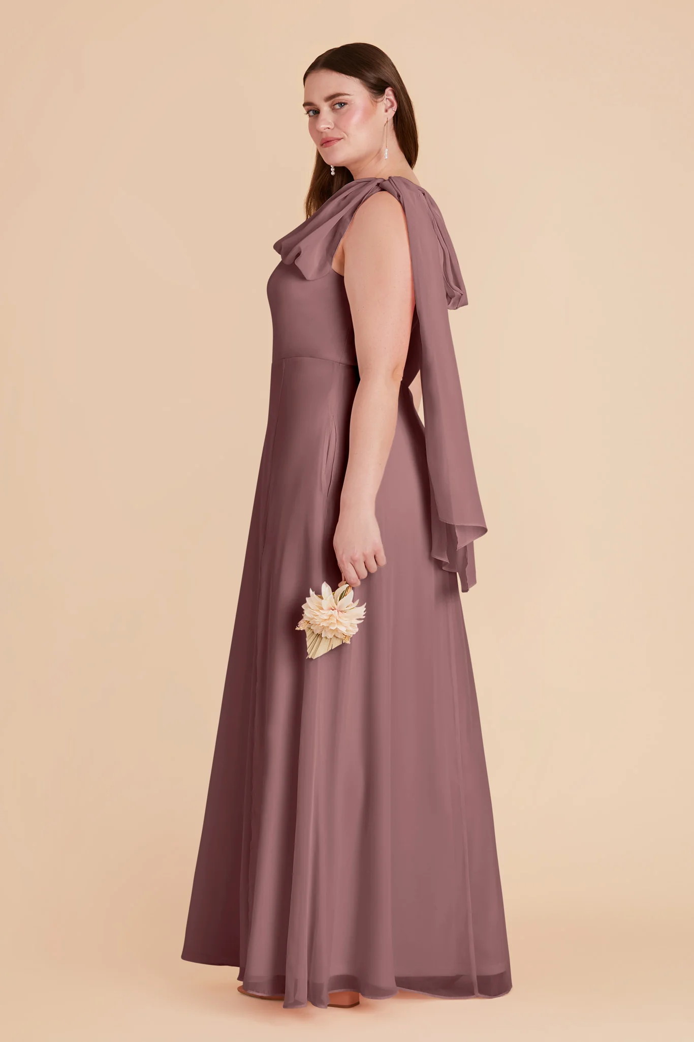 Melissa Chiffon Dress - Dark Mauve - Image 12