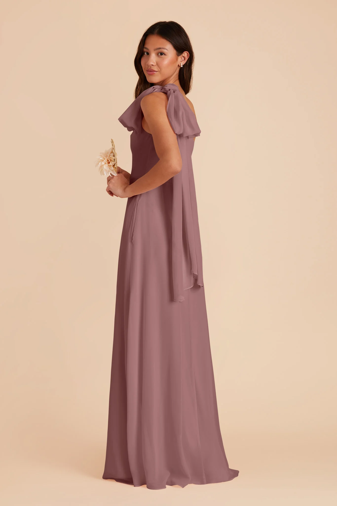 Melissa Chiffon Dress - Dark Mauve - Image 6