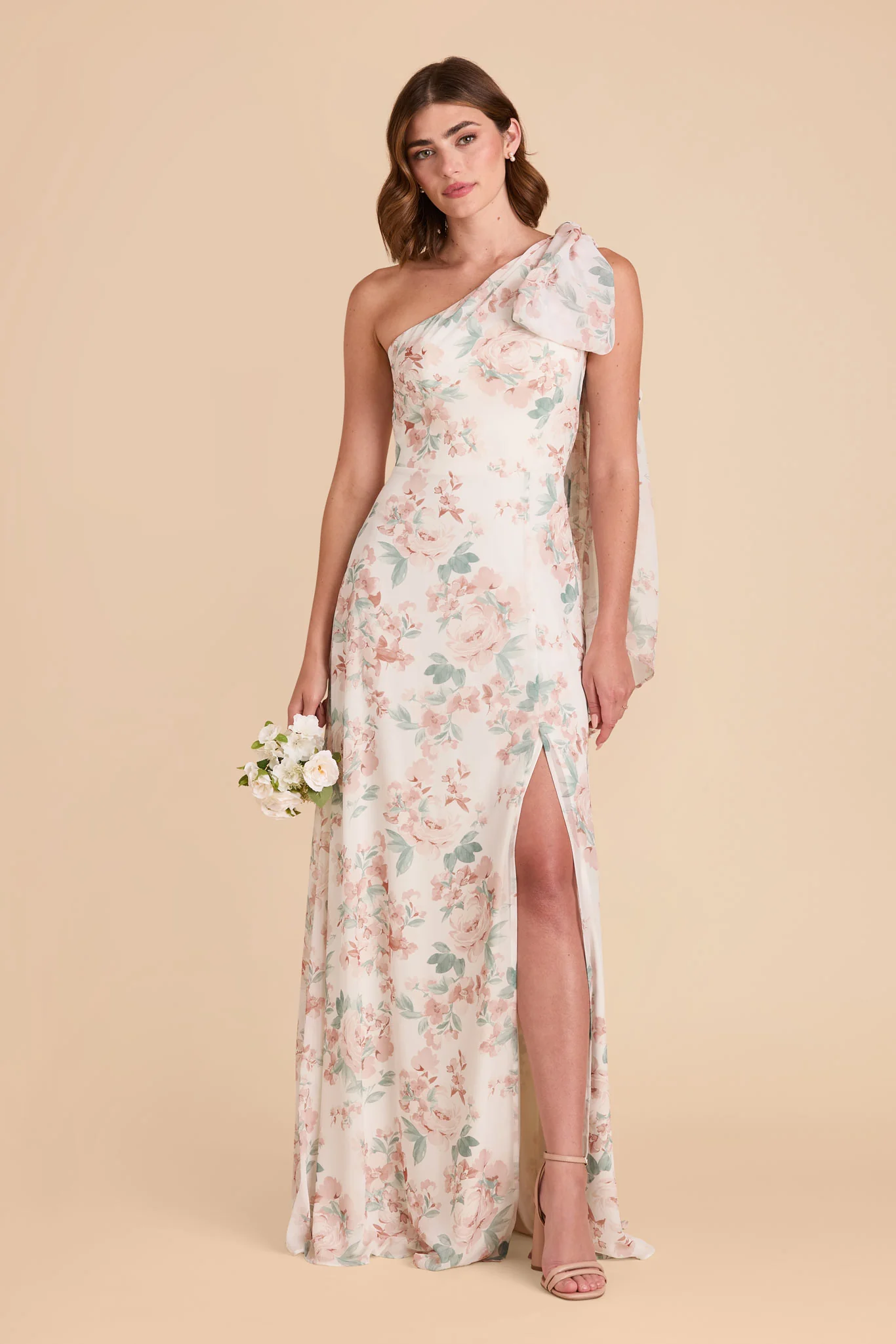 Melissa Chiffon Dress - Dusty Apricot Peonies - Image 4
