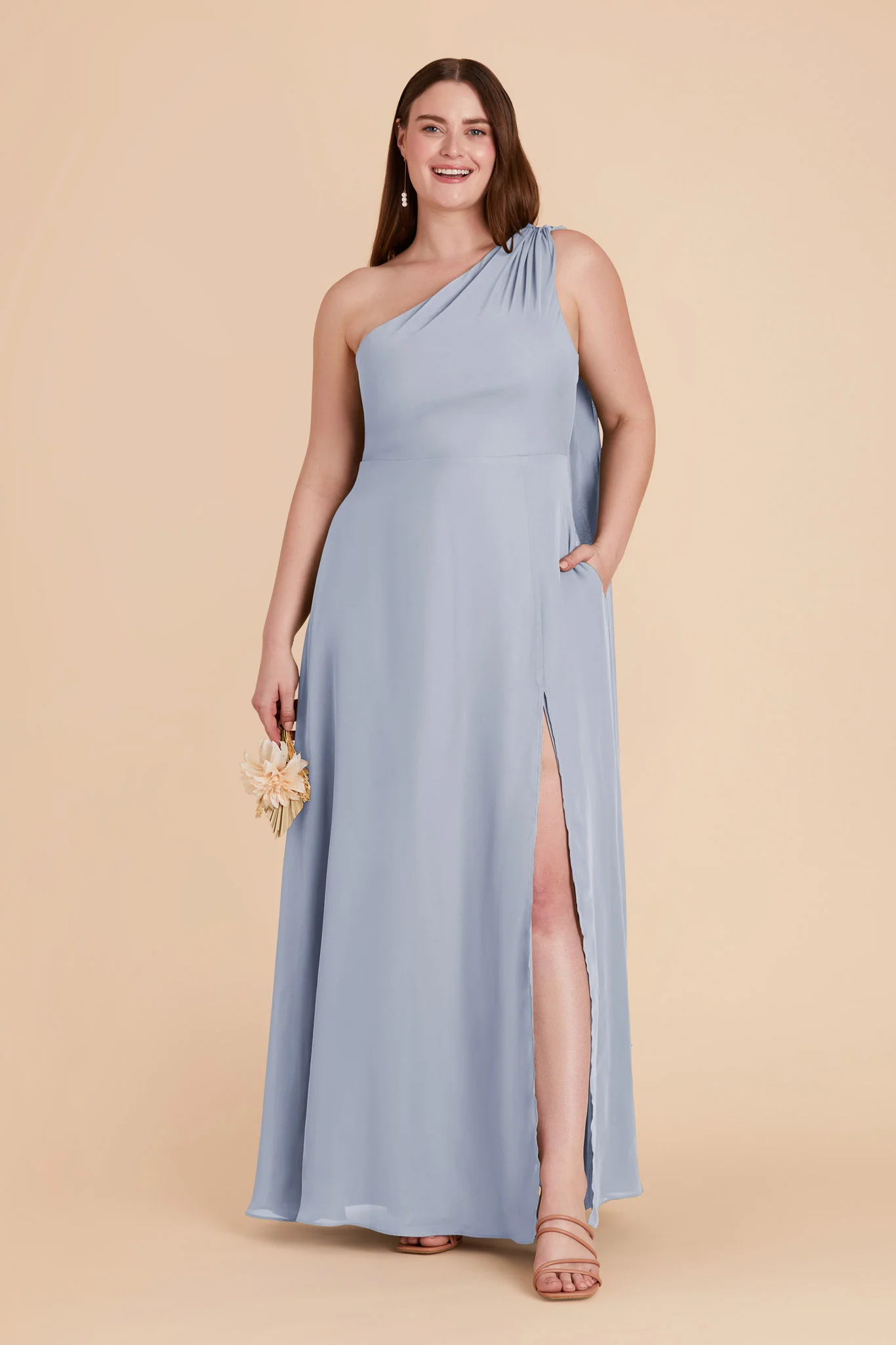 Melissa Chiffon Dress - Dusty Blue - Image 7