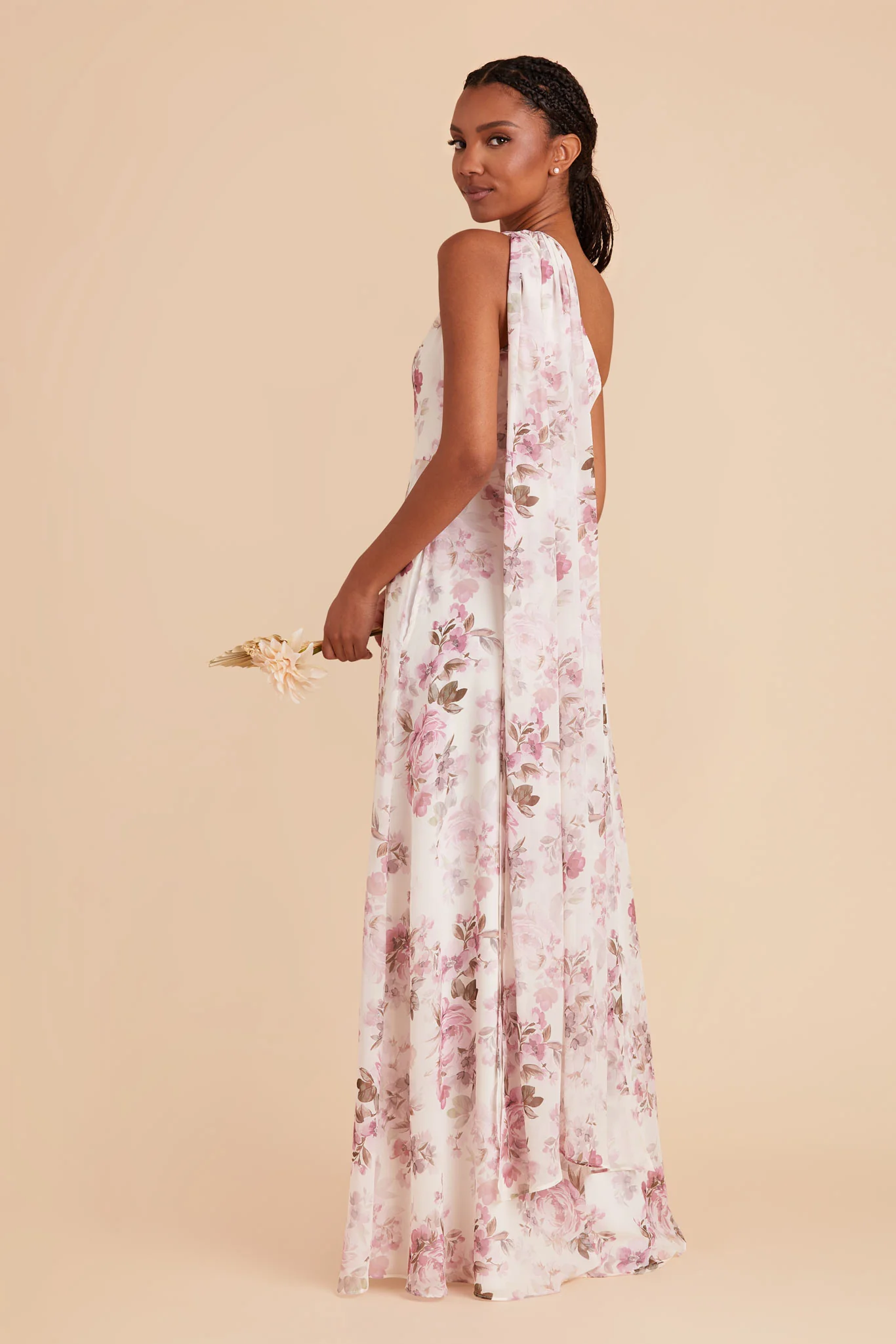 Melissa Chiffon Dress - Dusty Pink Peonies - Image 6