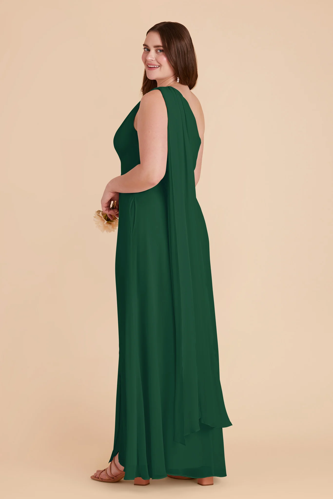 Melissa Chiffon Dress - Forest Green - Image 10