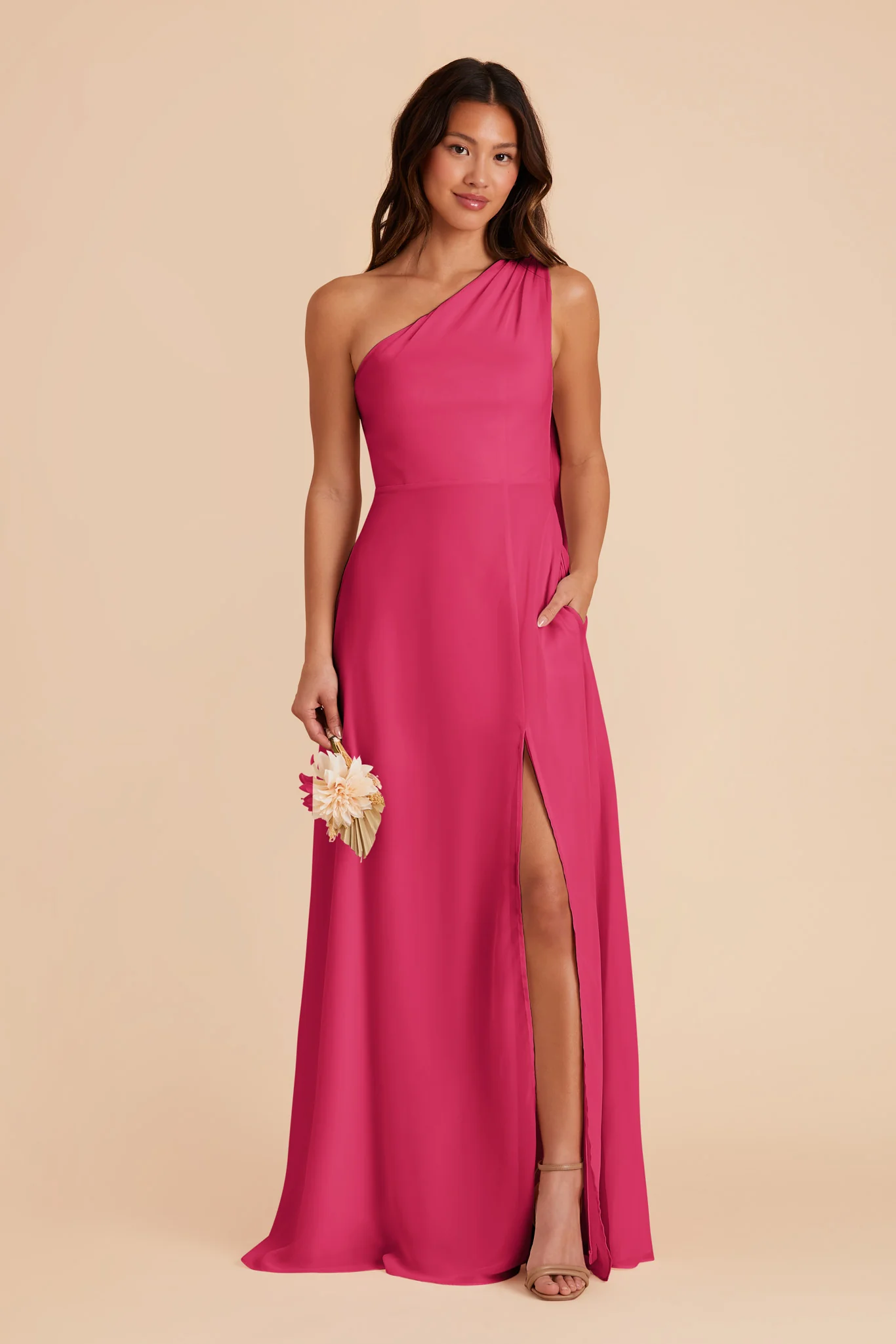 Melissa Chiffon Dress - Fuchsia - Image 3
