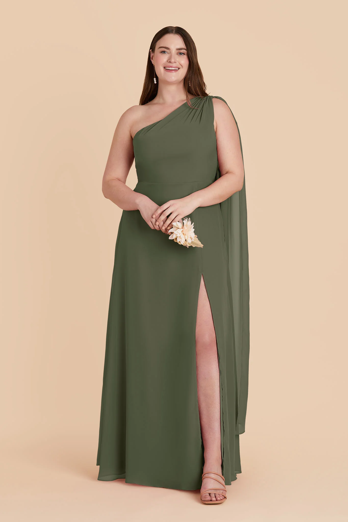 Melissa Chiffon Dress - Olive - Image 2