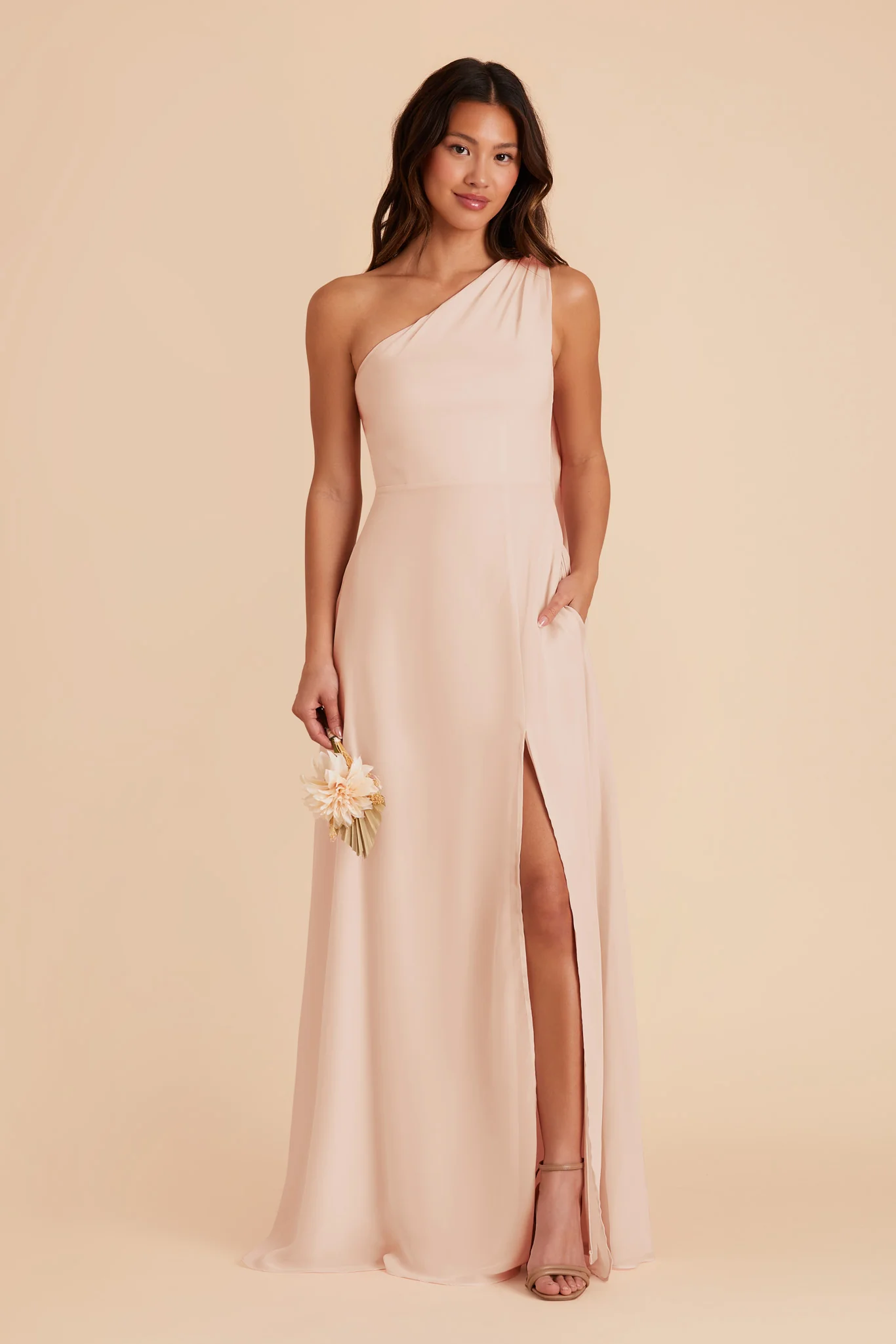 Melissa Chiffon Dress - Pale Blush - Image 3