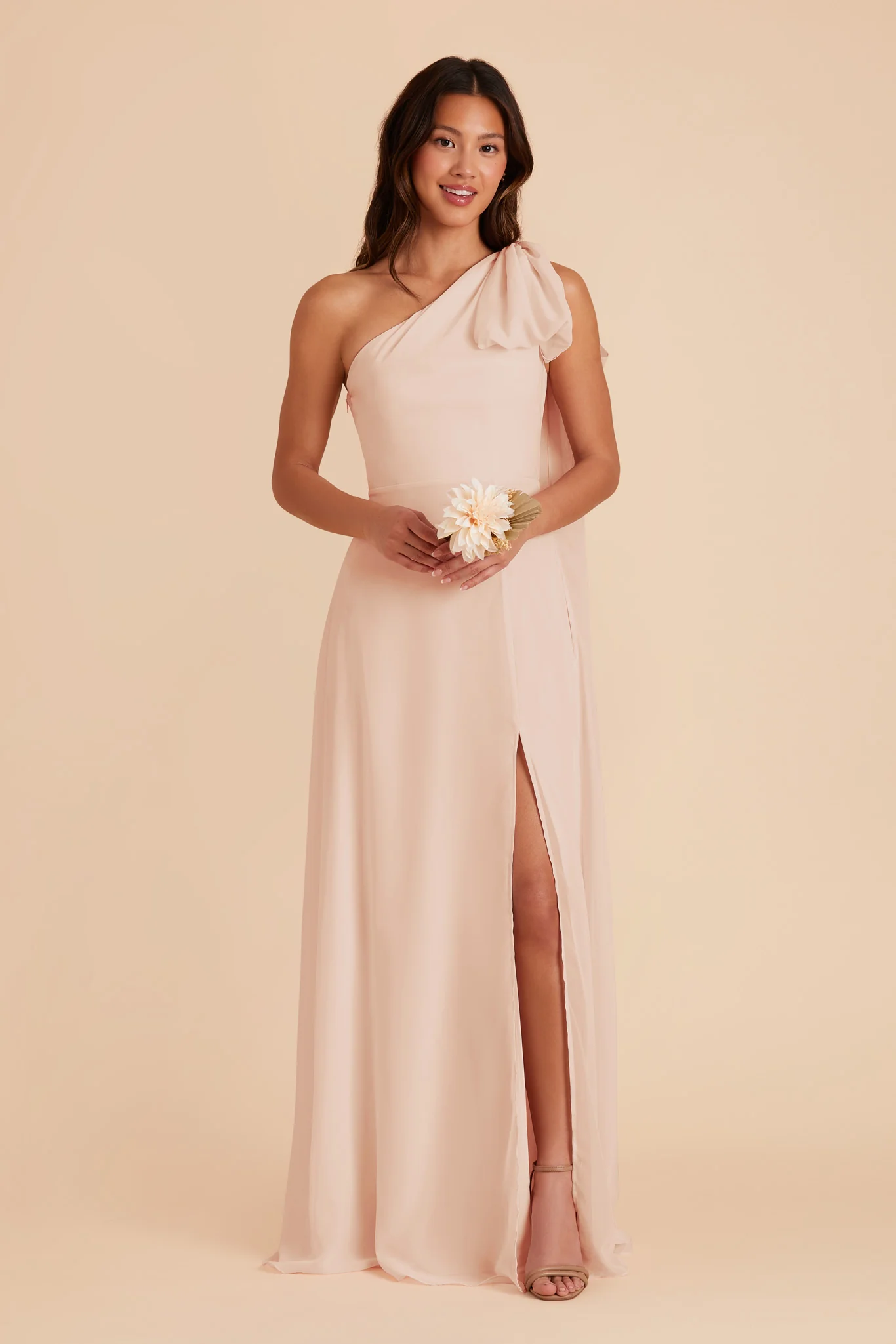 Melissa Chiffon Dress - Pale Blush - Image 4