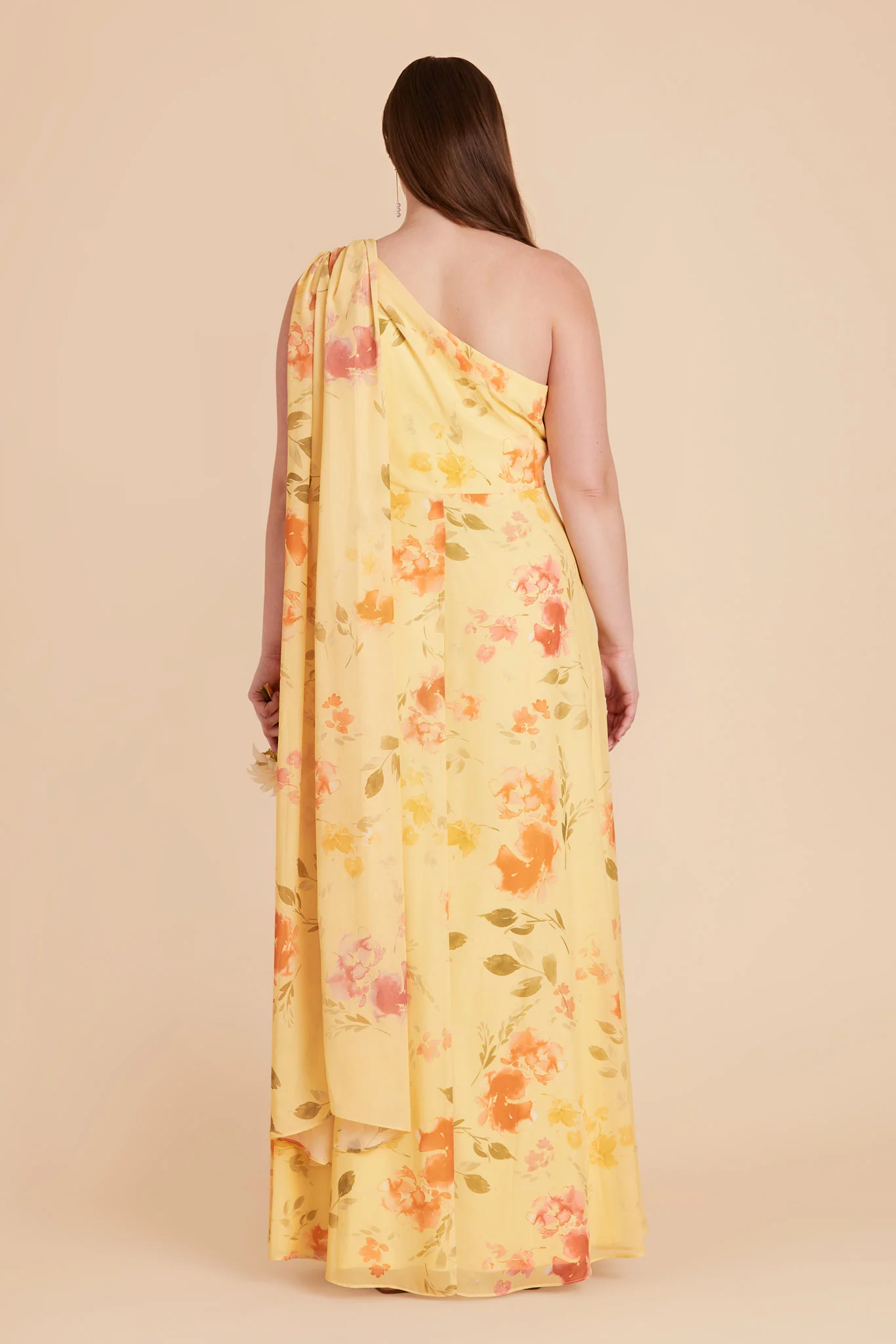 Melissa Chiffon Dress - Pale Yellow Rococo Floral - Image 11
