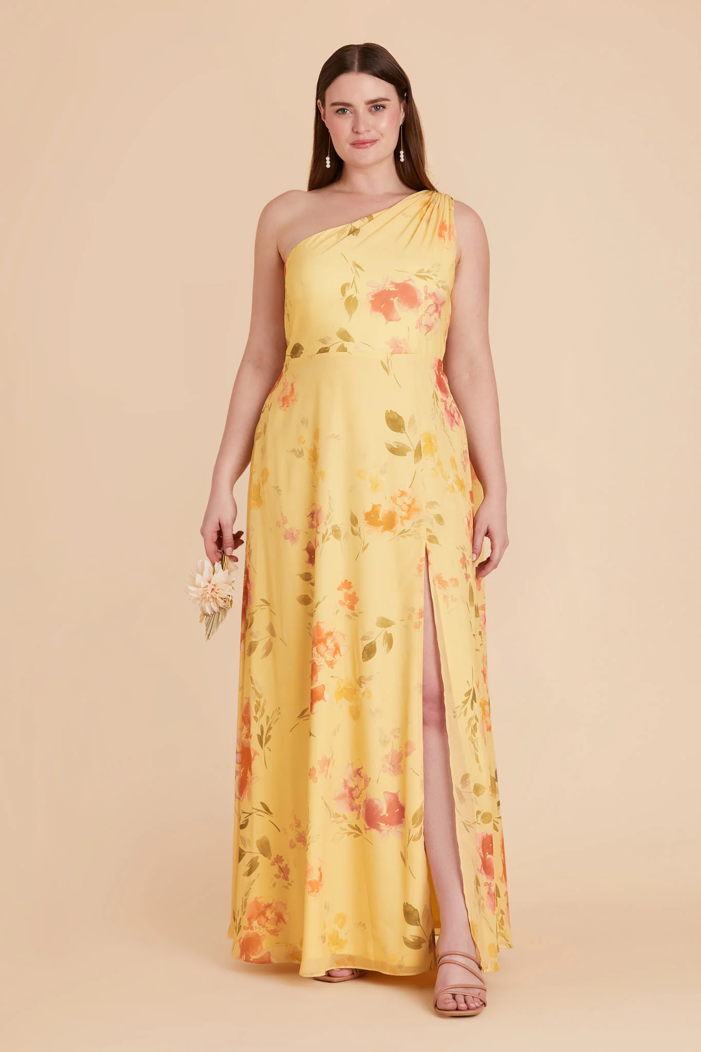 Melissa Chiffon Dress - Pale Yellow Rococo Floral - Image 2