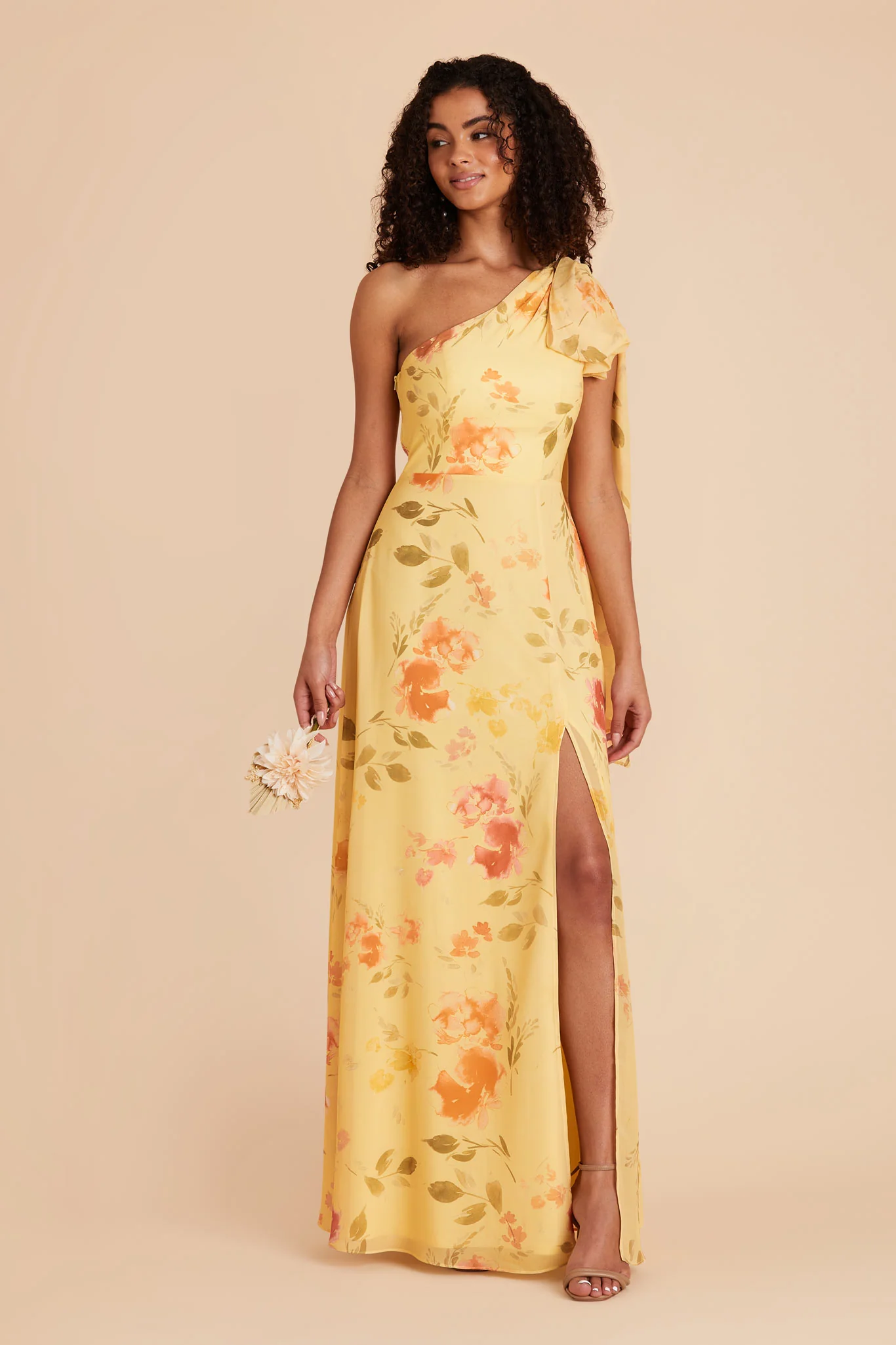 Melissa Chiffon Dress - Pale Yellow Rococo Floral - Image 4