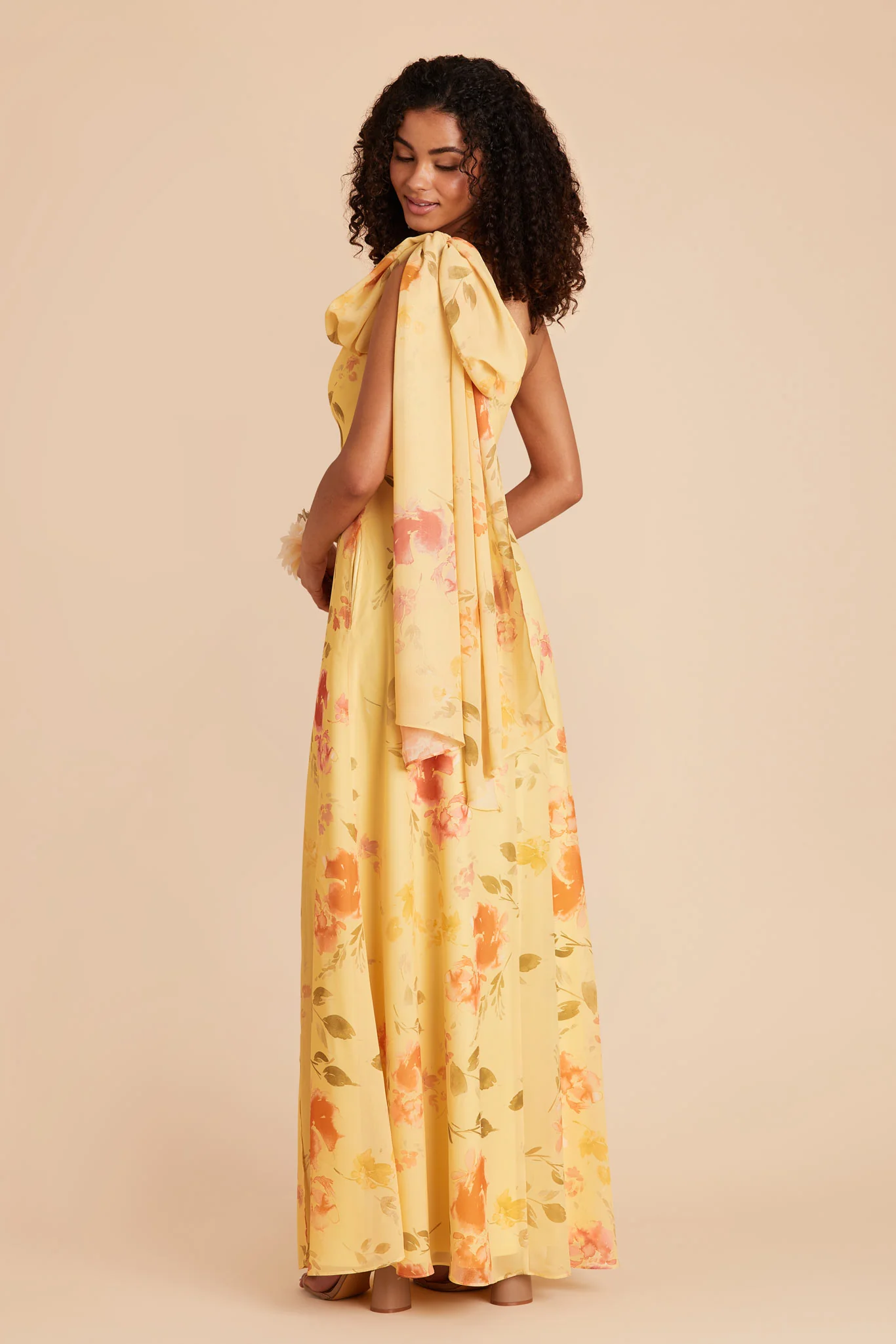 Melissa Chiffon Dress - Pale Yellow Rococo Floral - Image 5