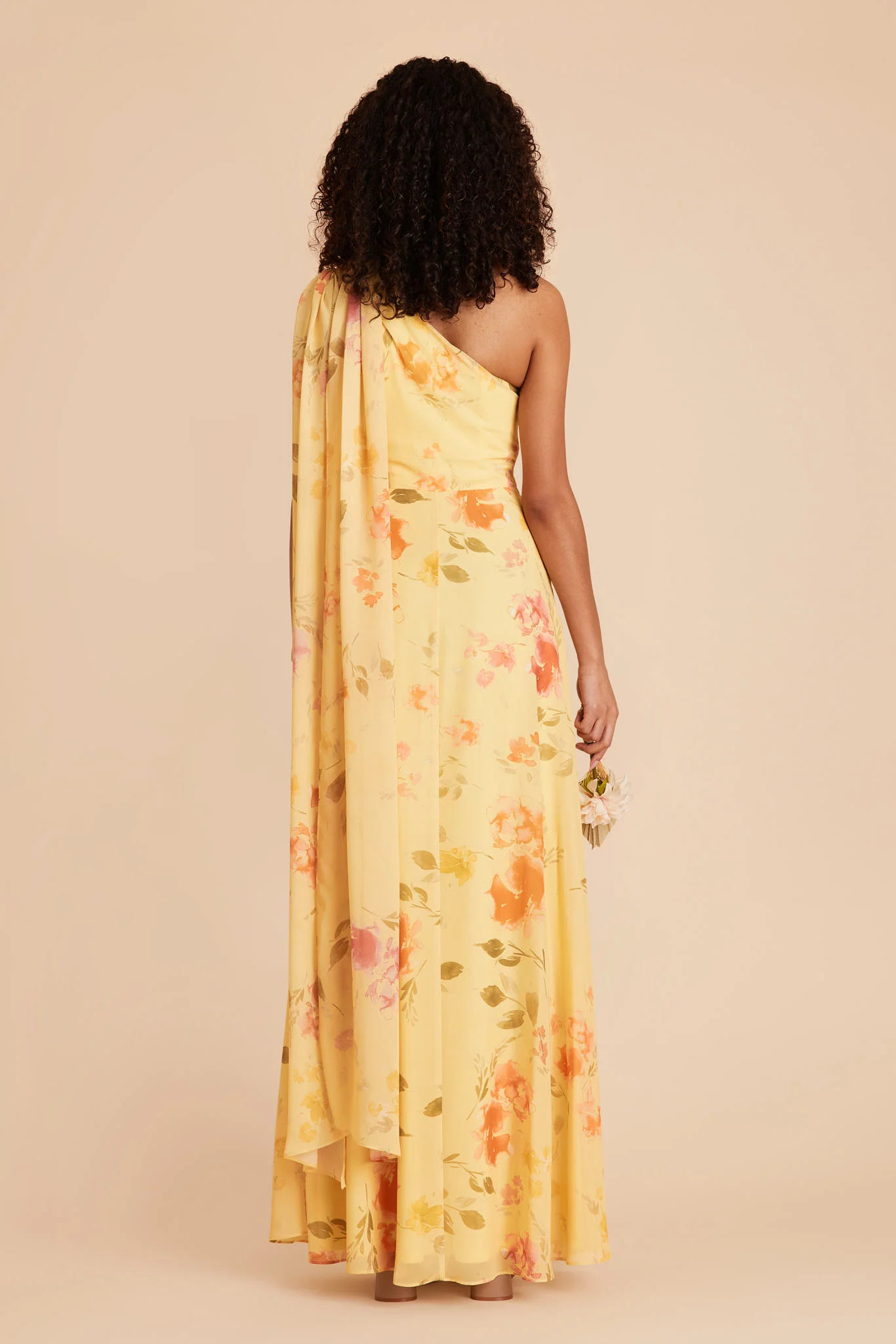 Melissa Chiffon Dress - Pale Yellow Rococo Floral - Image 7