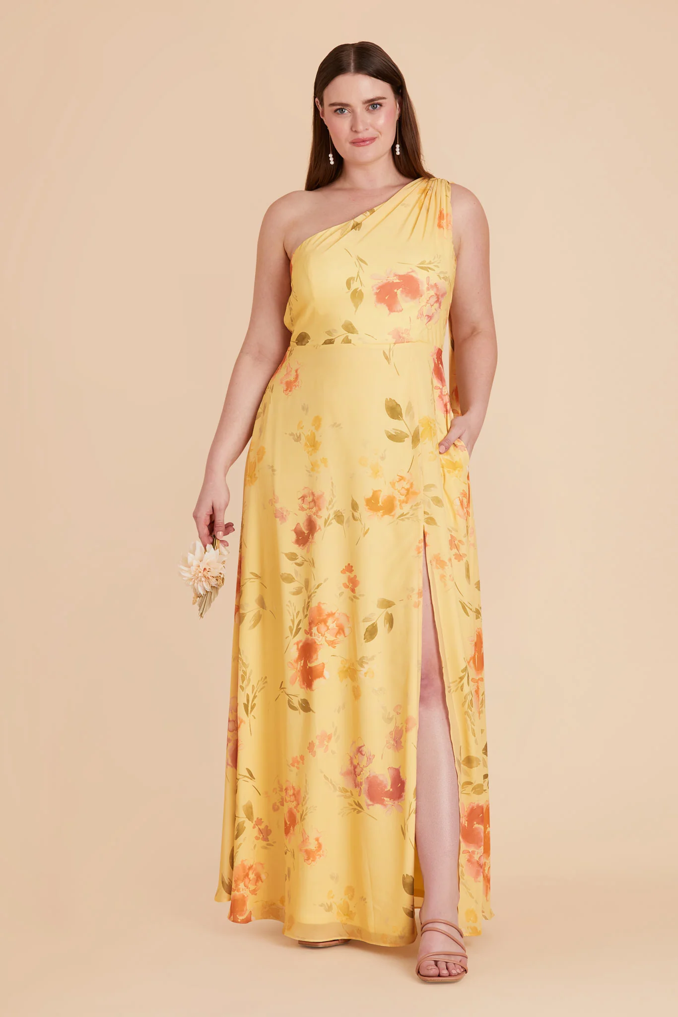 Melissa Chiffon Dress - Pale Yellow Rococo Floral - Image 8