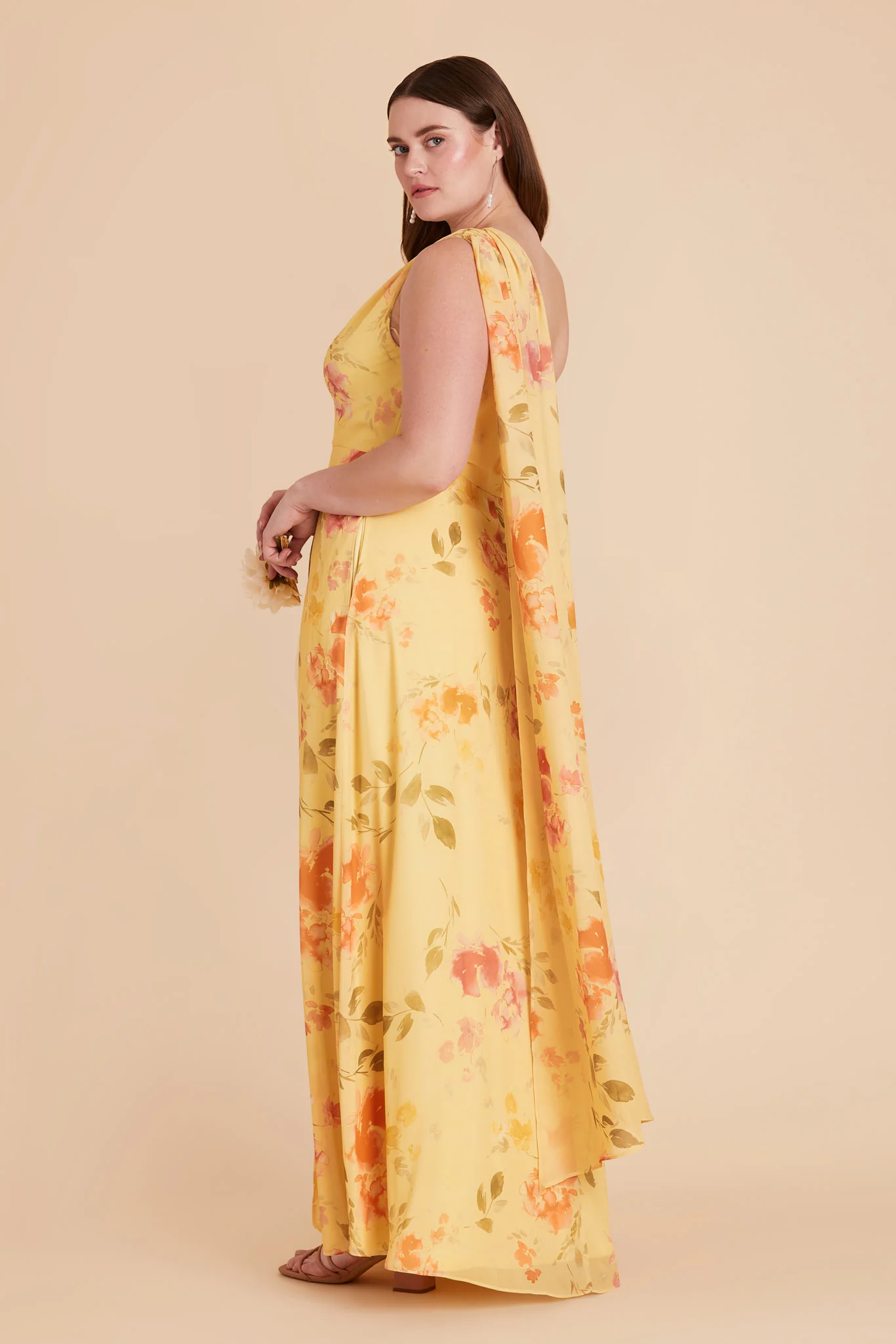 Melissa Chiffon Dress - Pale Yellow Rococo Floral - Image 9