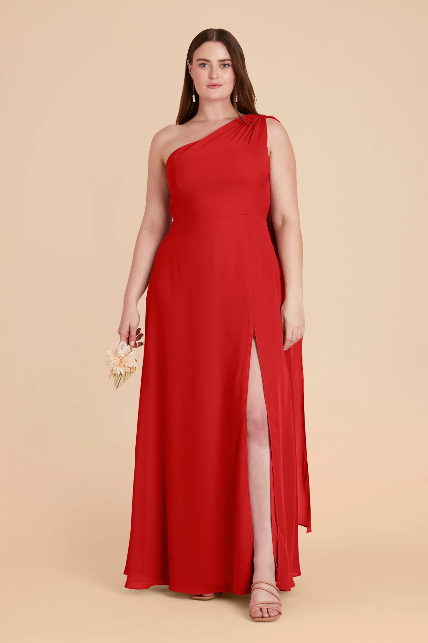 Melissa Chiffon Dress - Ruby Red - Image 2