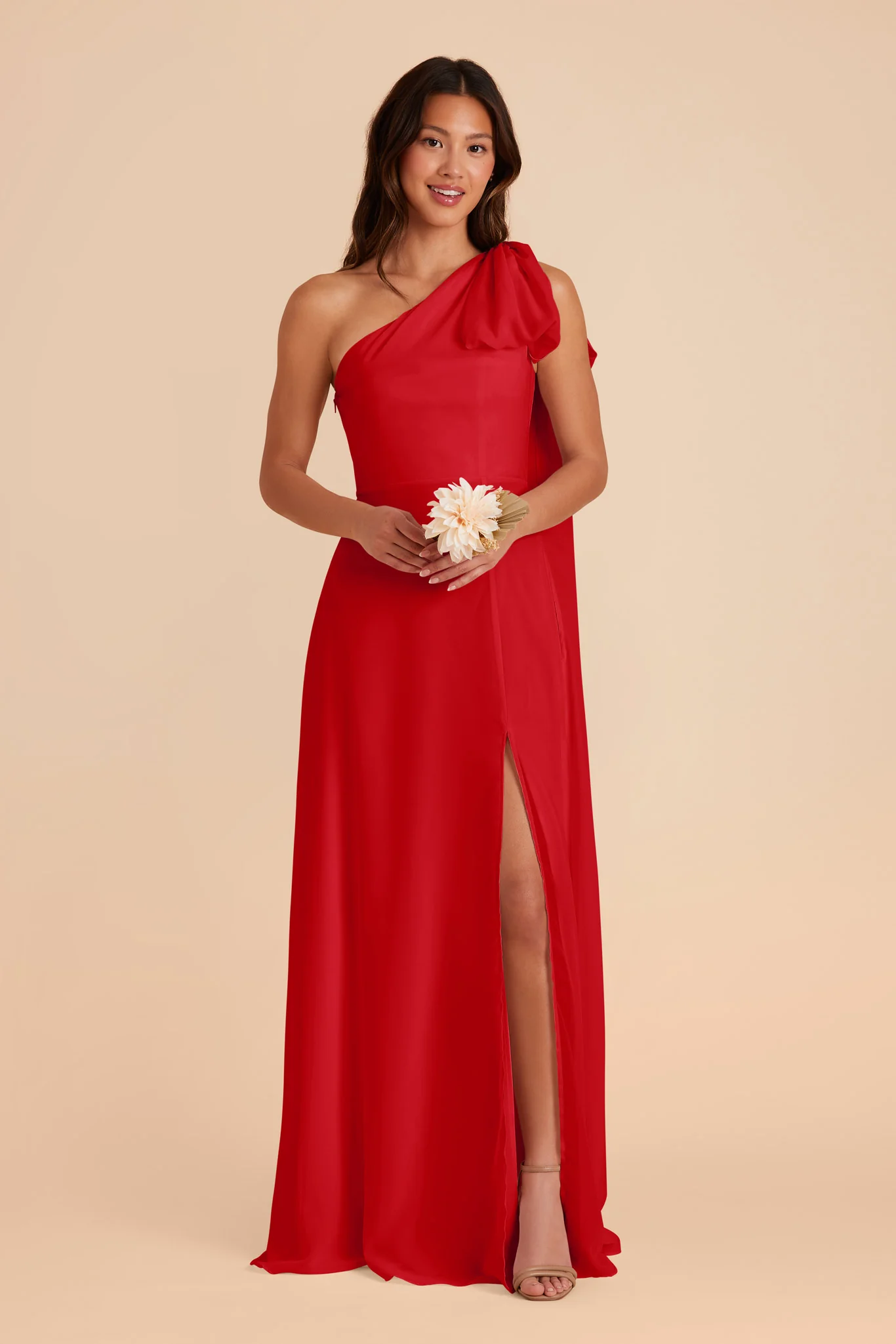 Melissa Chiffon Dress - Ruby Red - Image 3