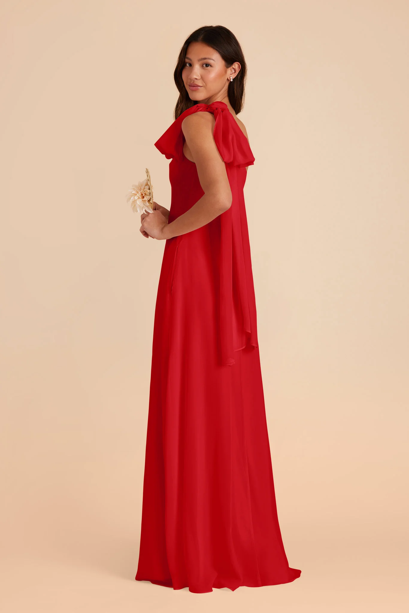 Melissa Chiffon Dress - Ruby Red - Image 4