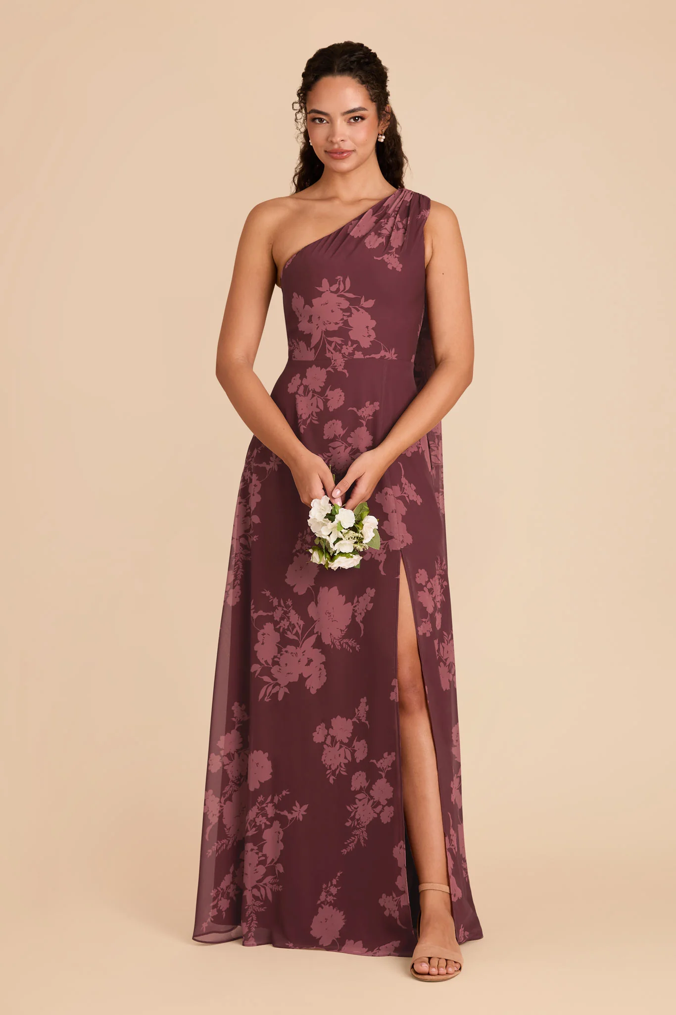 Melissa Chiffon Dress - Sangria Whimsical Blooms - Image 3