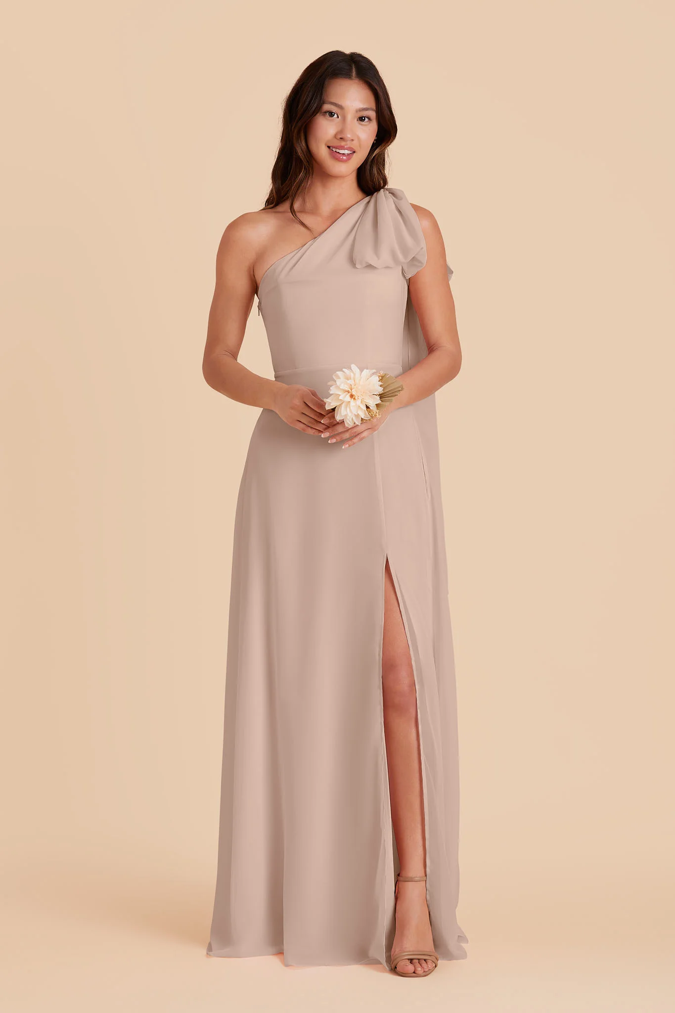 Melissa Chiffon Dress - Taupe - Image 4