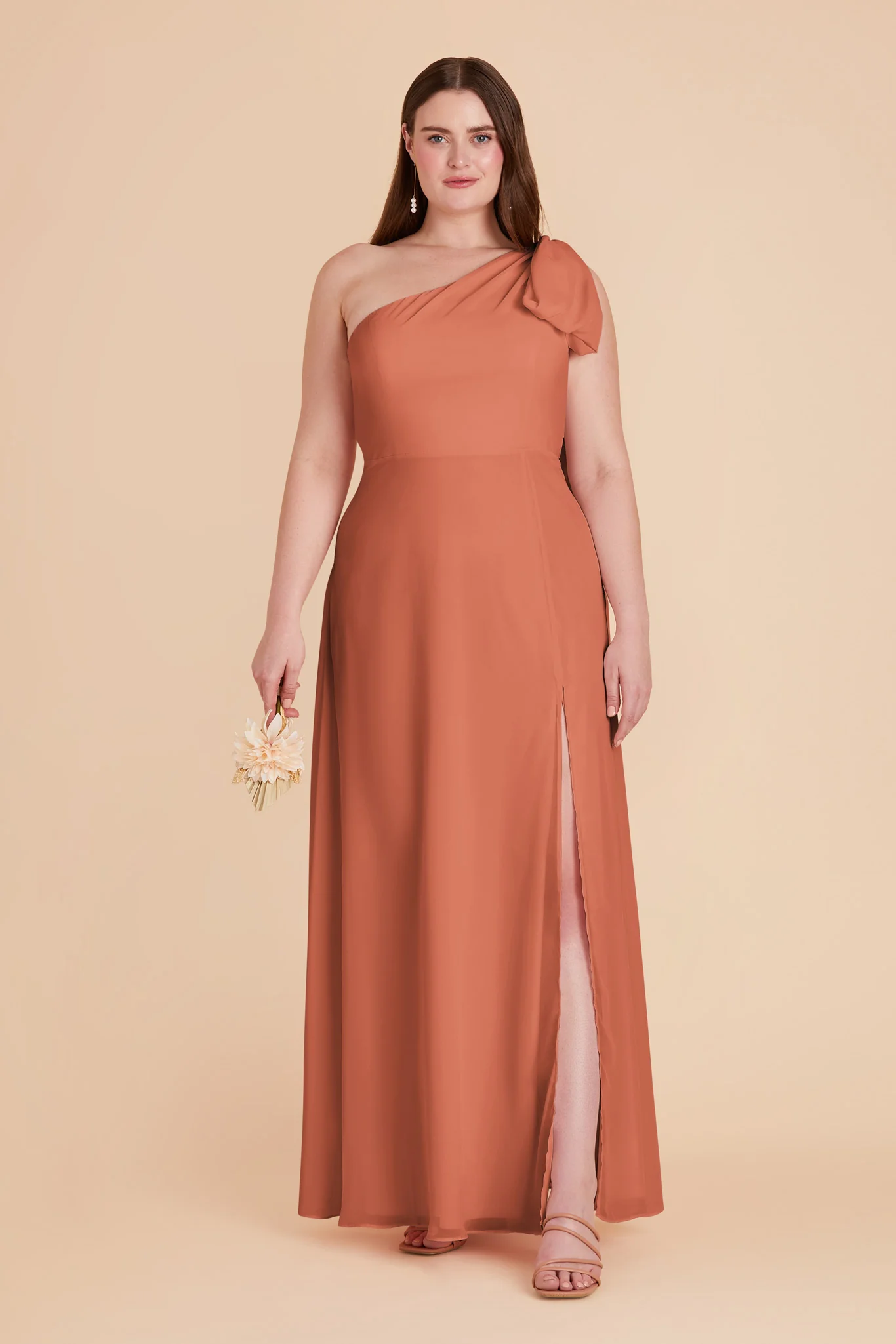 Melissa Chiffon Dress - Terracotta - Image 2
