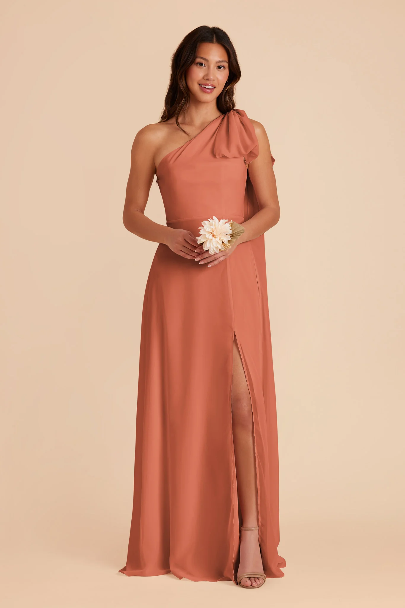 Melissa Chiffon Dress - Terracotta - Image 4